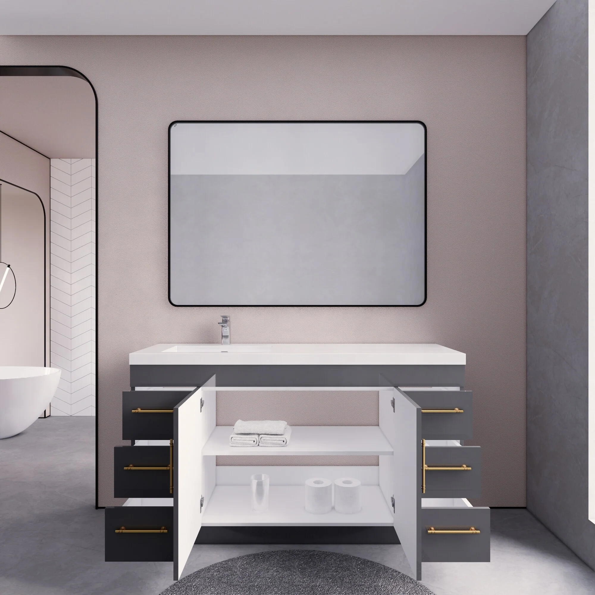 Eliza 60'' Freestanding Vanity with Single Sink on the Left