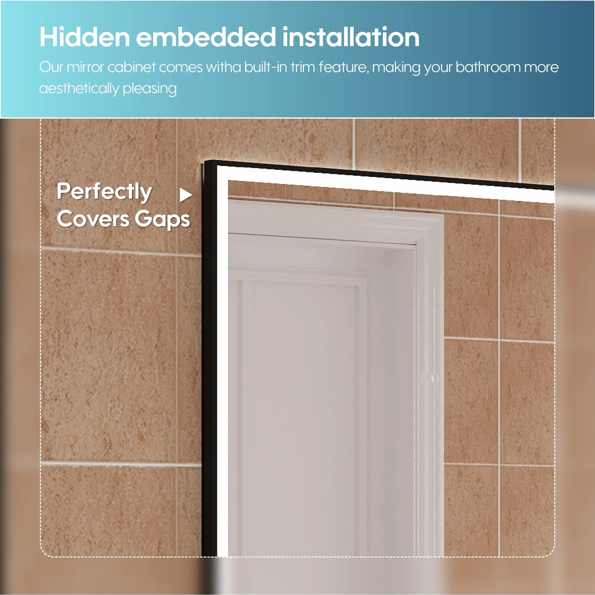 30'' H Recessed Or Surface Wall Mounted LED Mirror Cabinet With Mirror And Adjustable Shelves,Black Frame