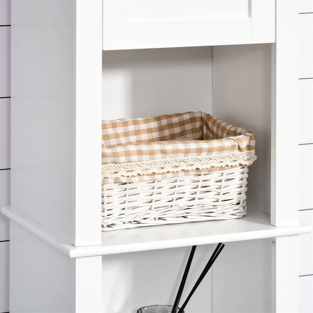 Tall Bathroom Storage Cabinet,Freestanding Linen Tower w/2-Tier Shelf