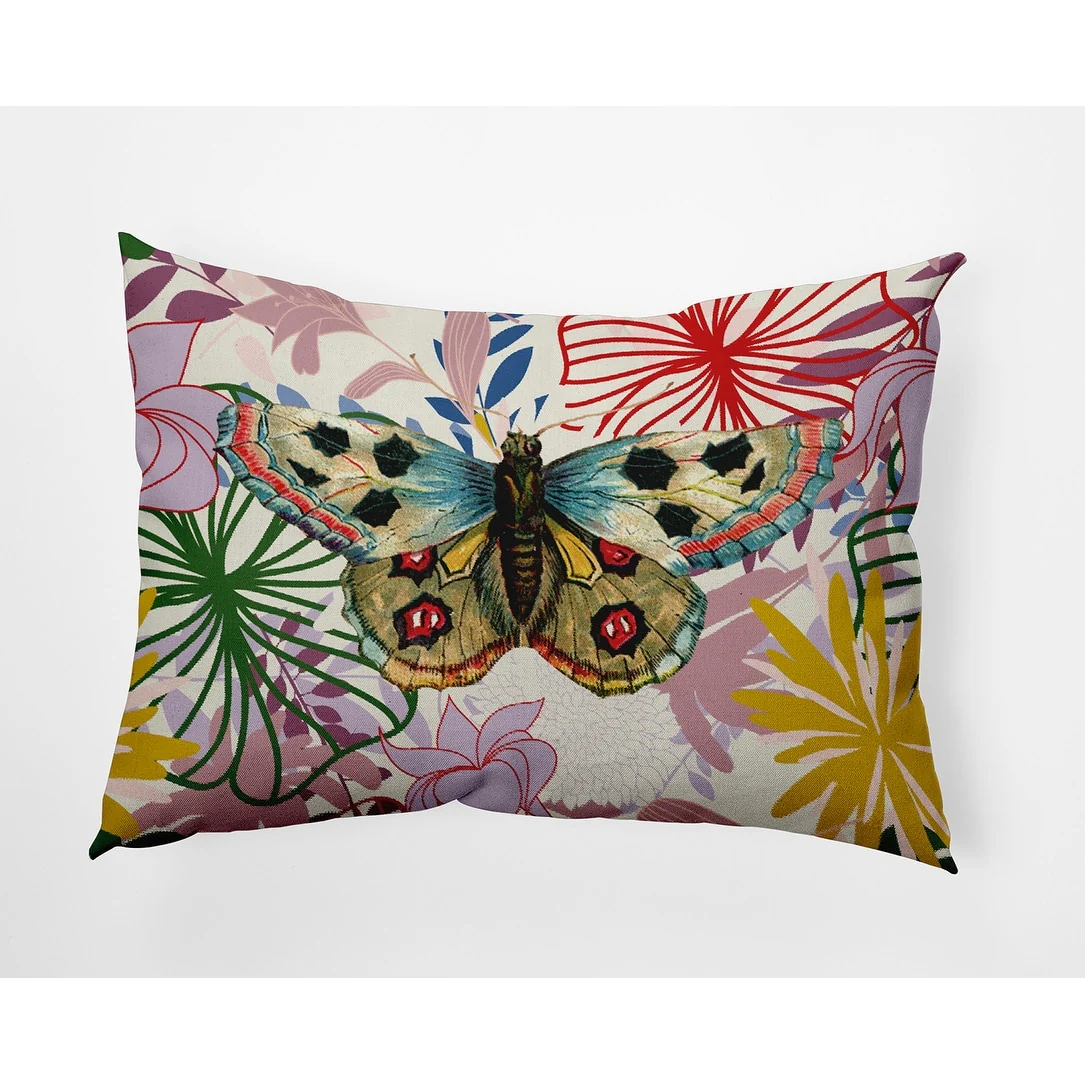 Butterfly In Floral Jumble Decorative Throw Pillow