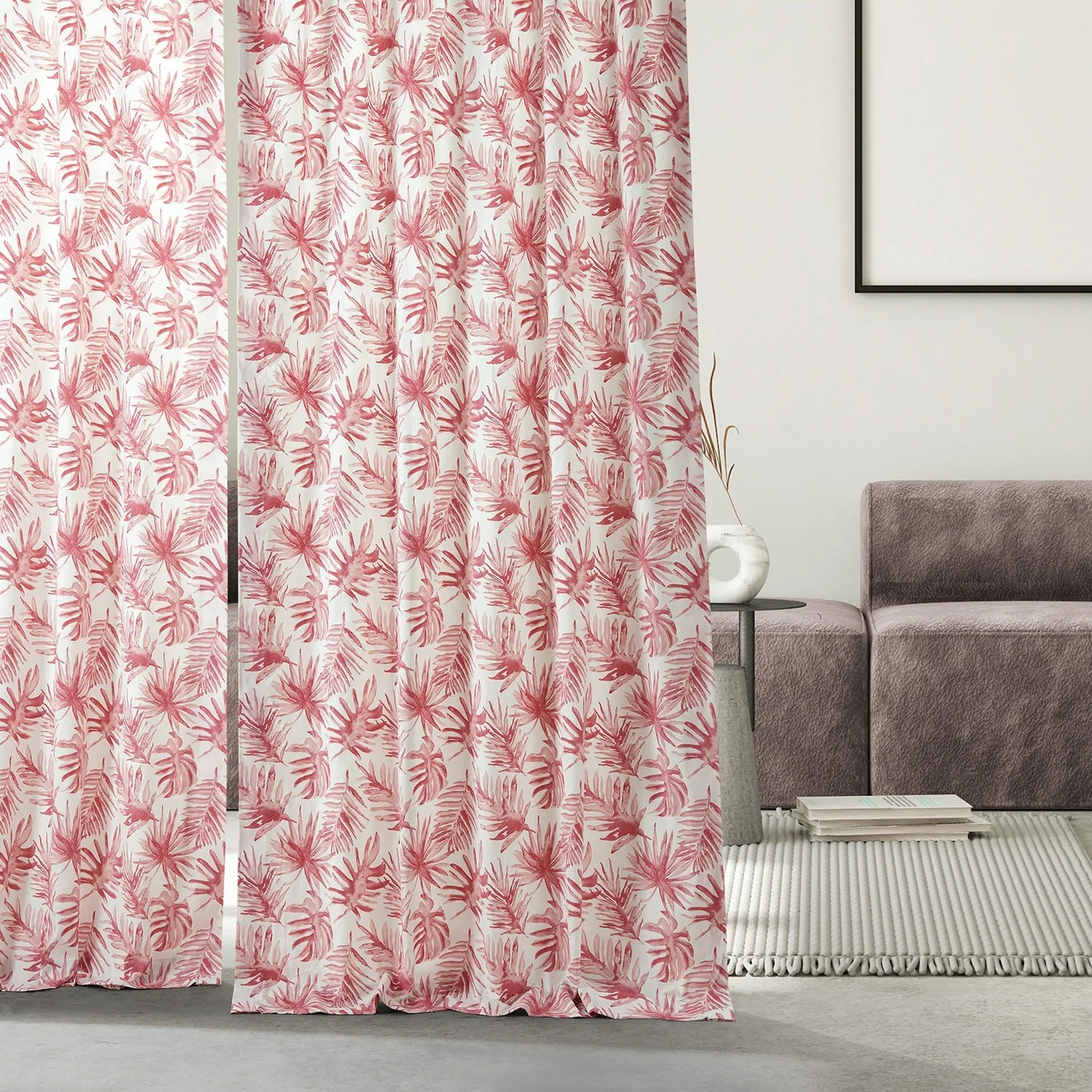 Exclusive Fabrics Coastal Leaf Cascade Printed Cotton Room Darkening Curtain (1 Panel)