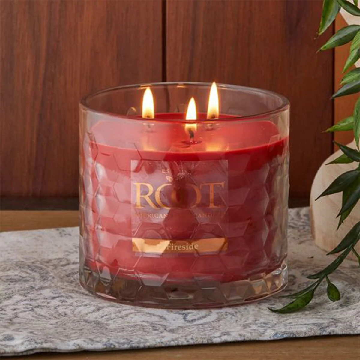 ROOT Candles Fireside Scented 3-Wick Signature Honeycomb Jar