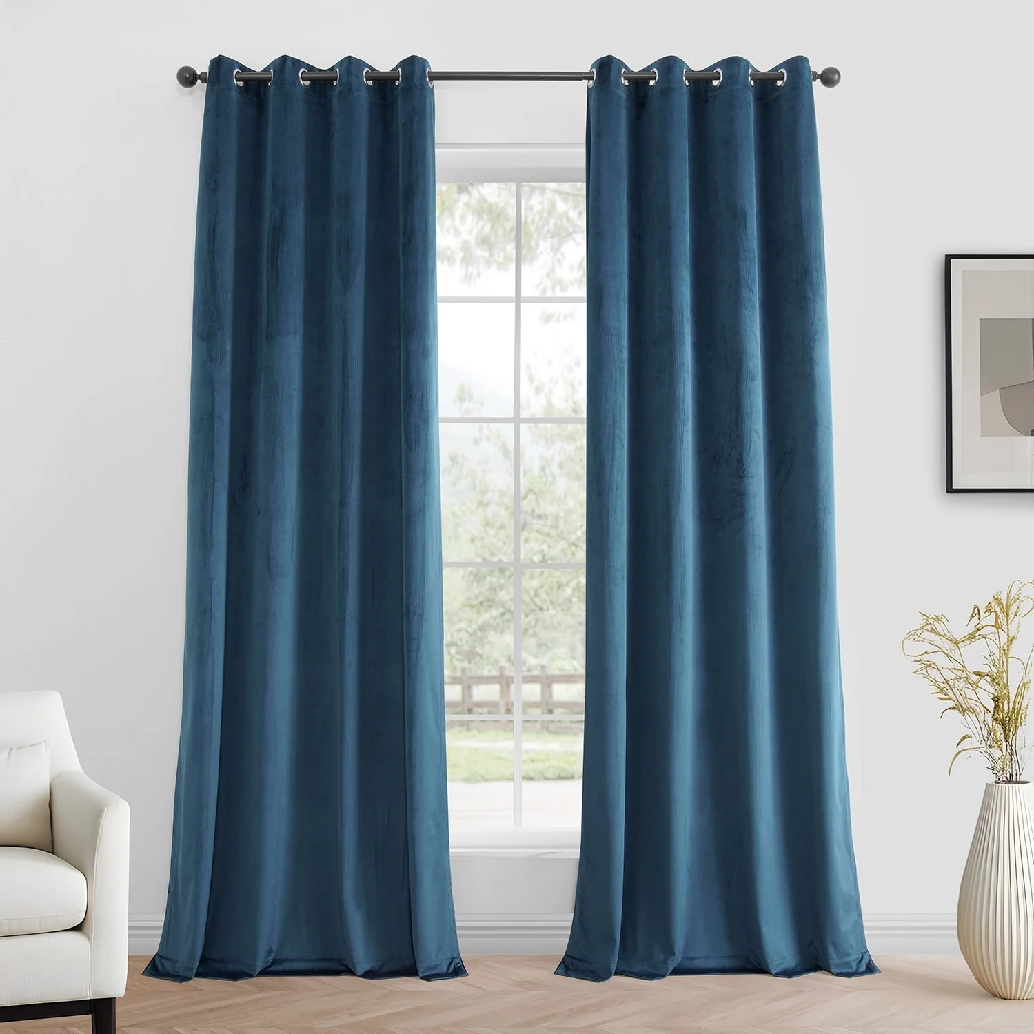 Exclusive Fabrics Simply Velvet Grommet Room Darkening Curtains for Bedroom & Living Room Curtains Pair (2 Panels))