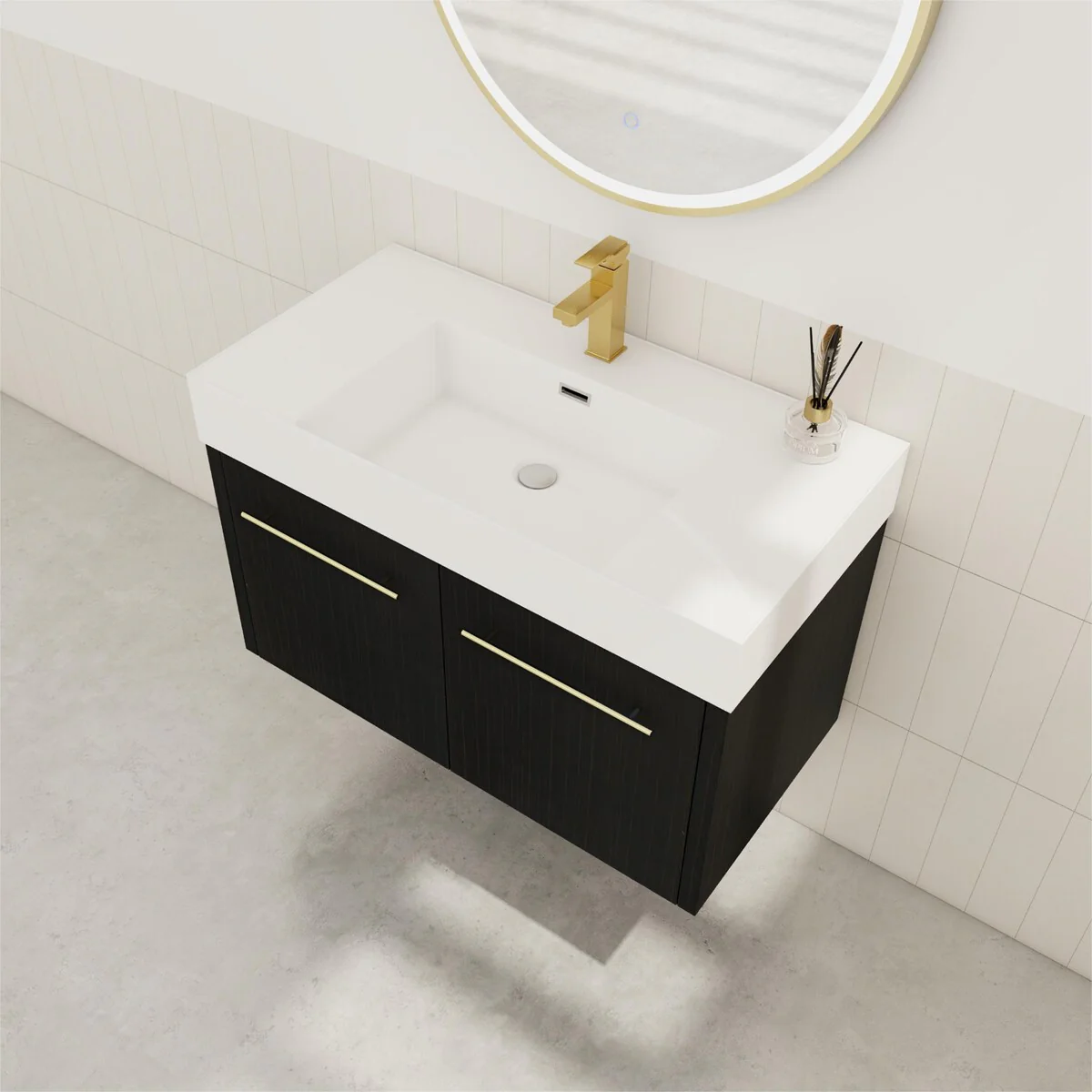 Bathroom Vanity With Sink In 24/30/36 Inch, Floating Bathroom Vanity with Soft Close Door