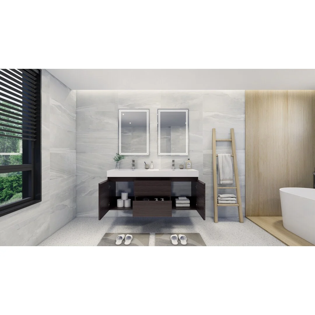 Baillie 60'' Wall-Mounted Vanity with Double Reinforced Acrylic Sink