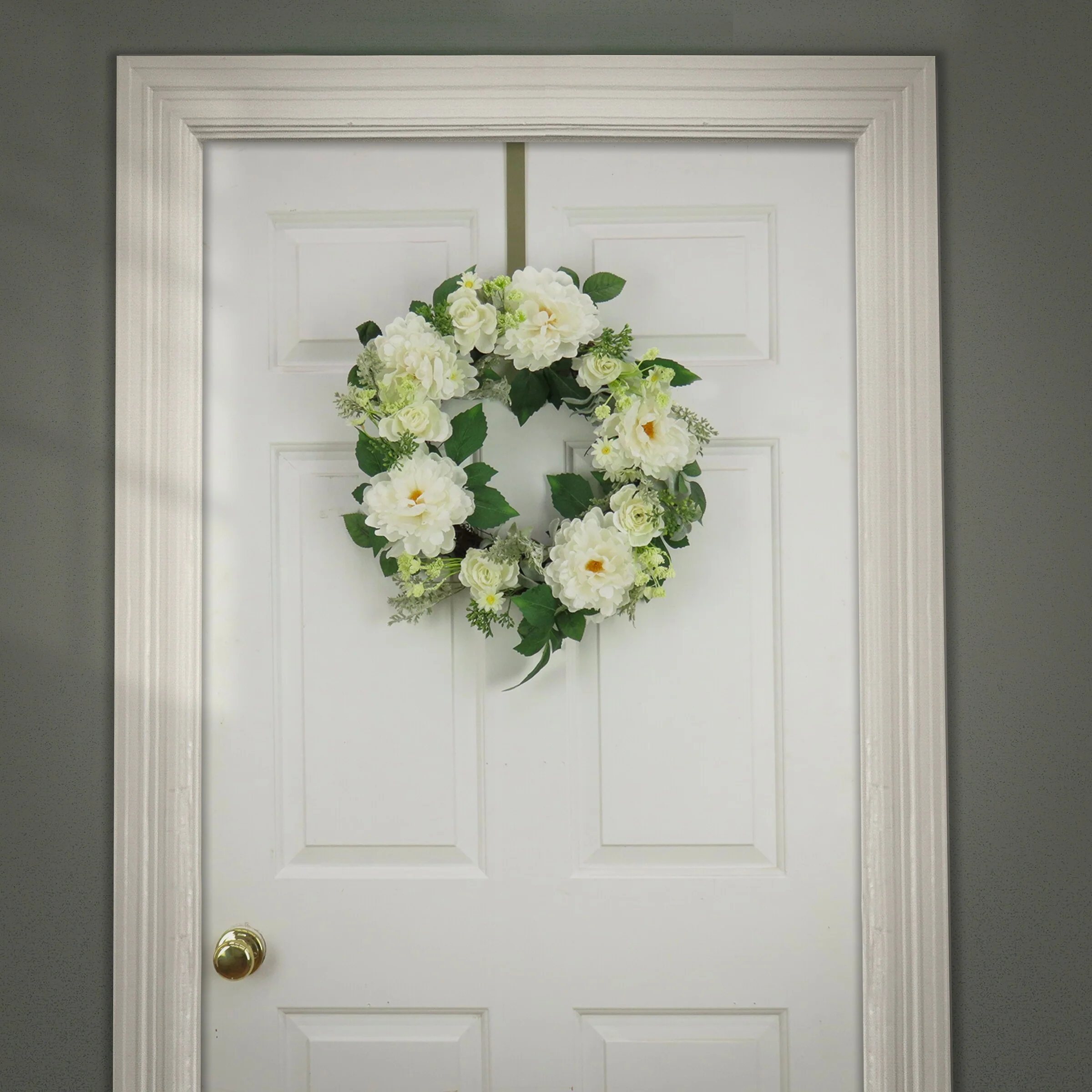 National Tree Company 22 inch Artificial Spring Wreath with Daisy, Peony, and Buttercup Blooms, Realistic Floral Decoration
