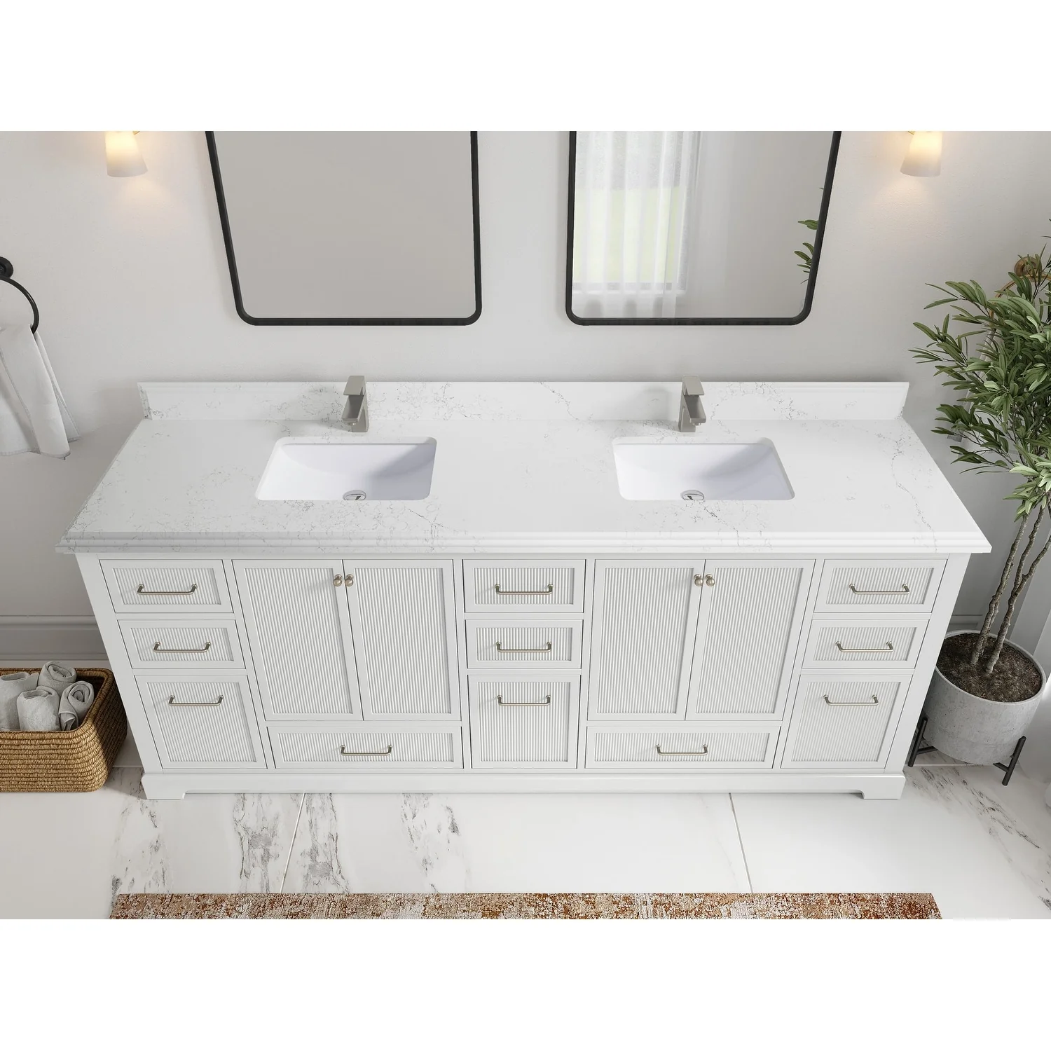 Willow Collections 84 in. W x 22 in. D Alys Double Bowl Sink Bathroom Vanity with Countertop
