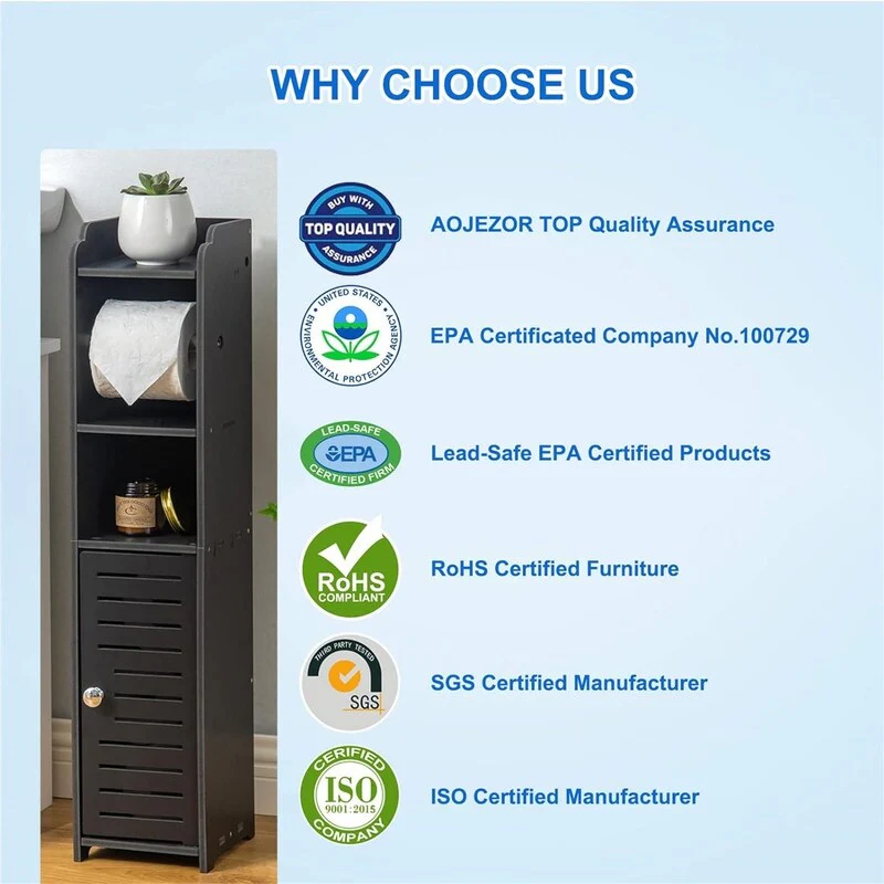 Toilet Paper Holder Stand Bathroom Storage Cabinet Beside Toilet Storage for Small Bathroom - 6.7