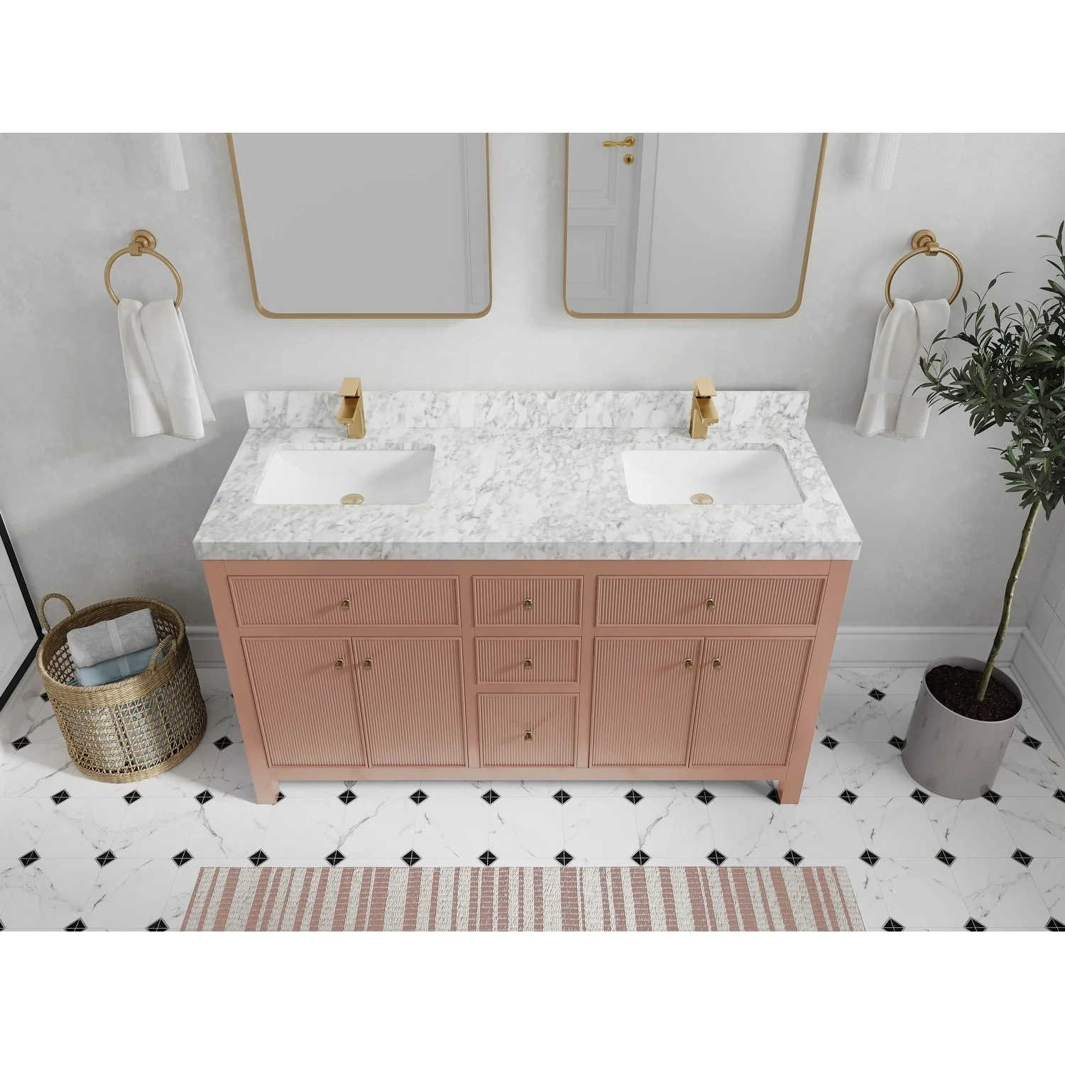 Willow Collections 60 in. W x 22 in D. Sonoma Free Standing Reeded Double Sink Bathroom Vanity with Countertop