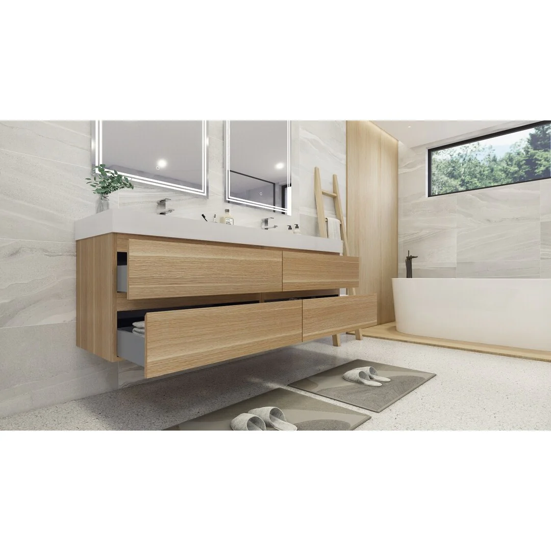 Baillie 72'' Wall-Mounted Vanity with Double Reinforced Acrylic Sink