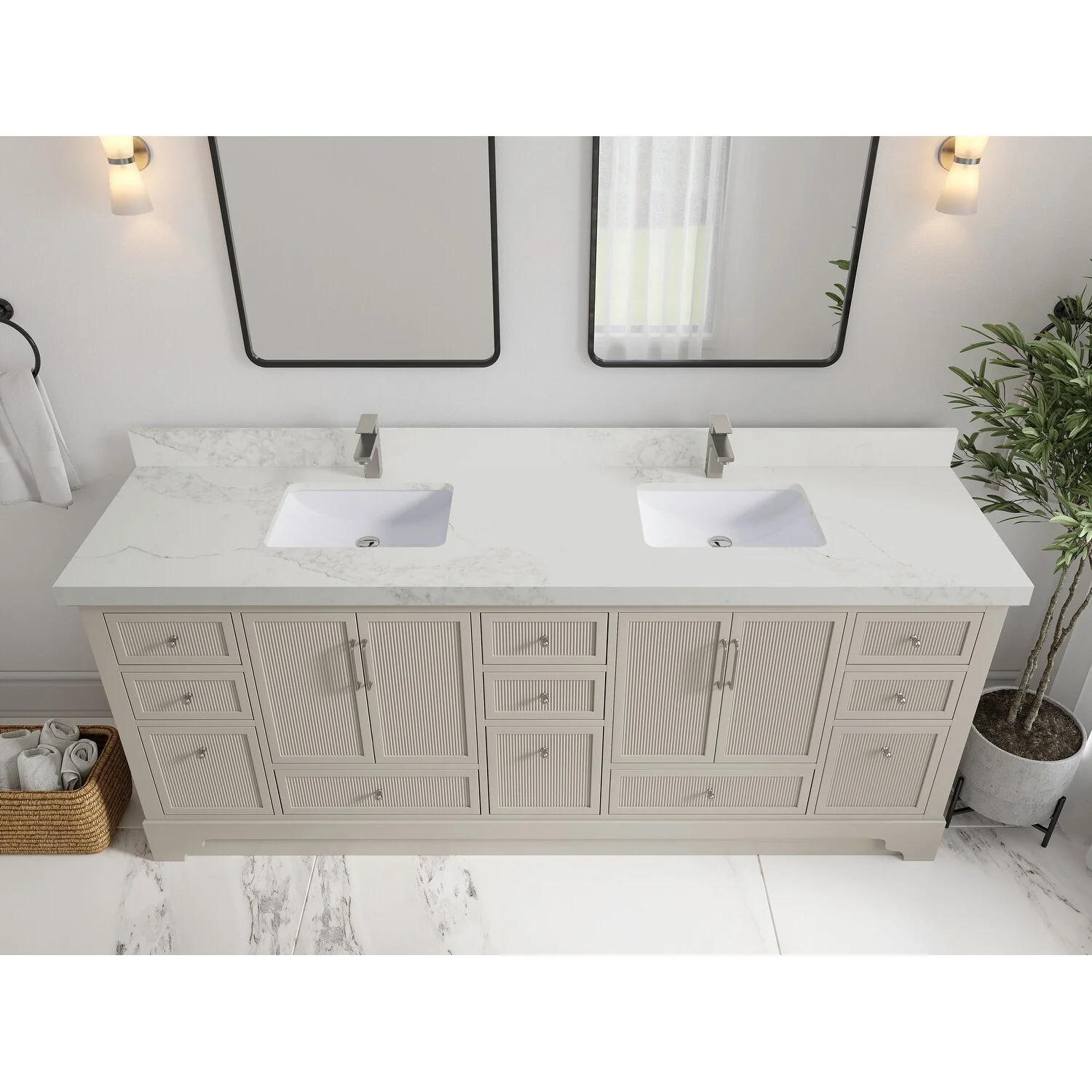 Willow Collections 84 in. W x 22 in. D Alys Double Bowl Sink Bathroom Vanity with Countertop
