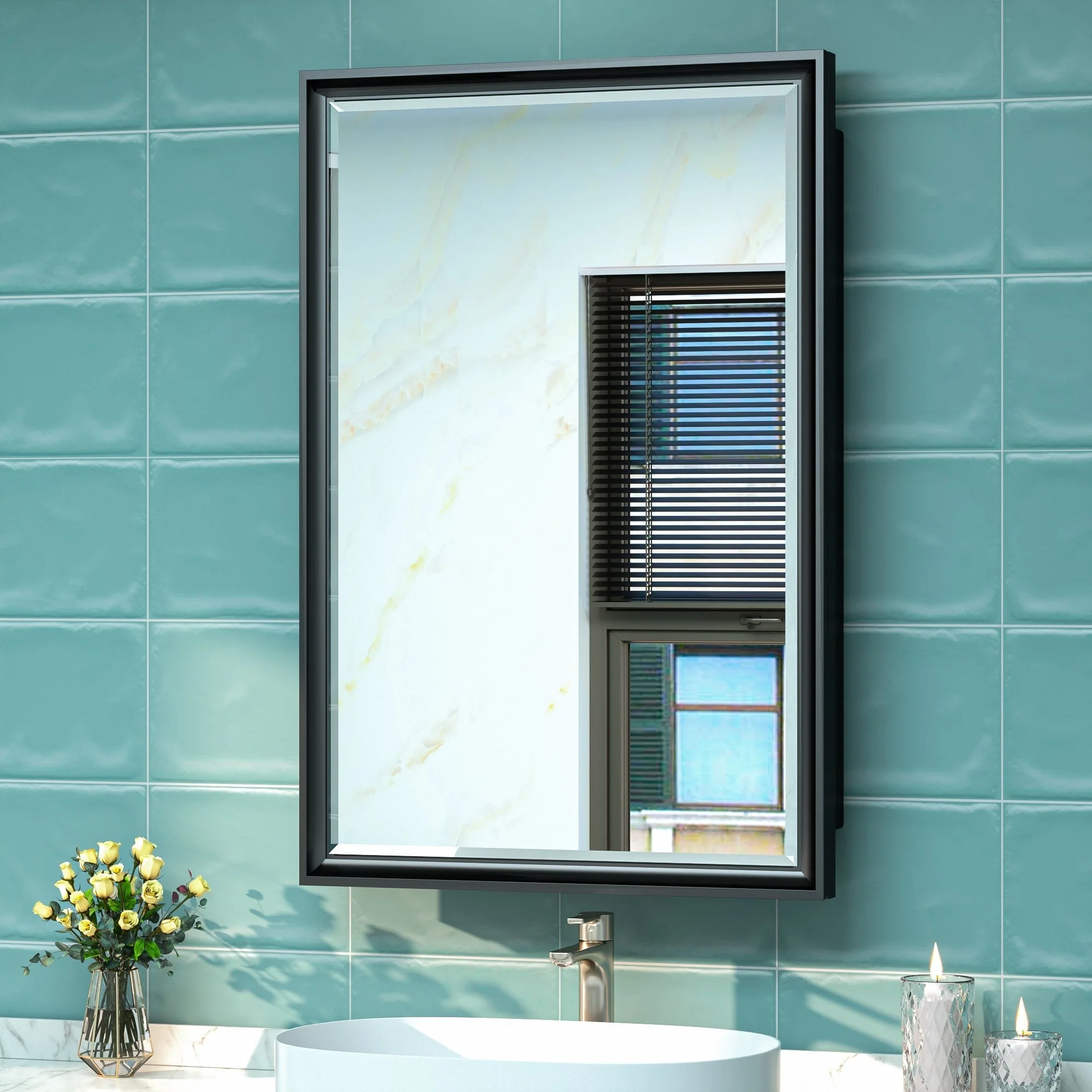 TokeShimi Medicine Cabinets for Bathroom with Mirror, Beveled Framed