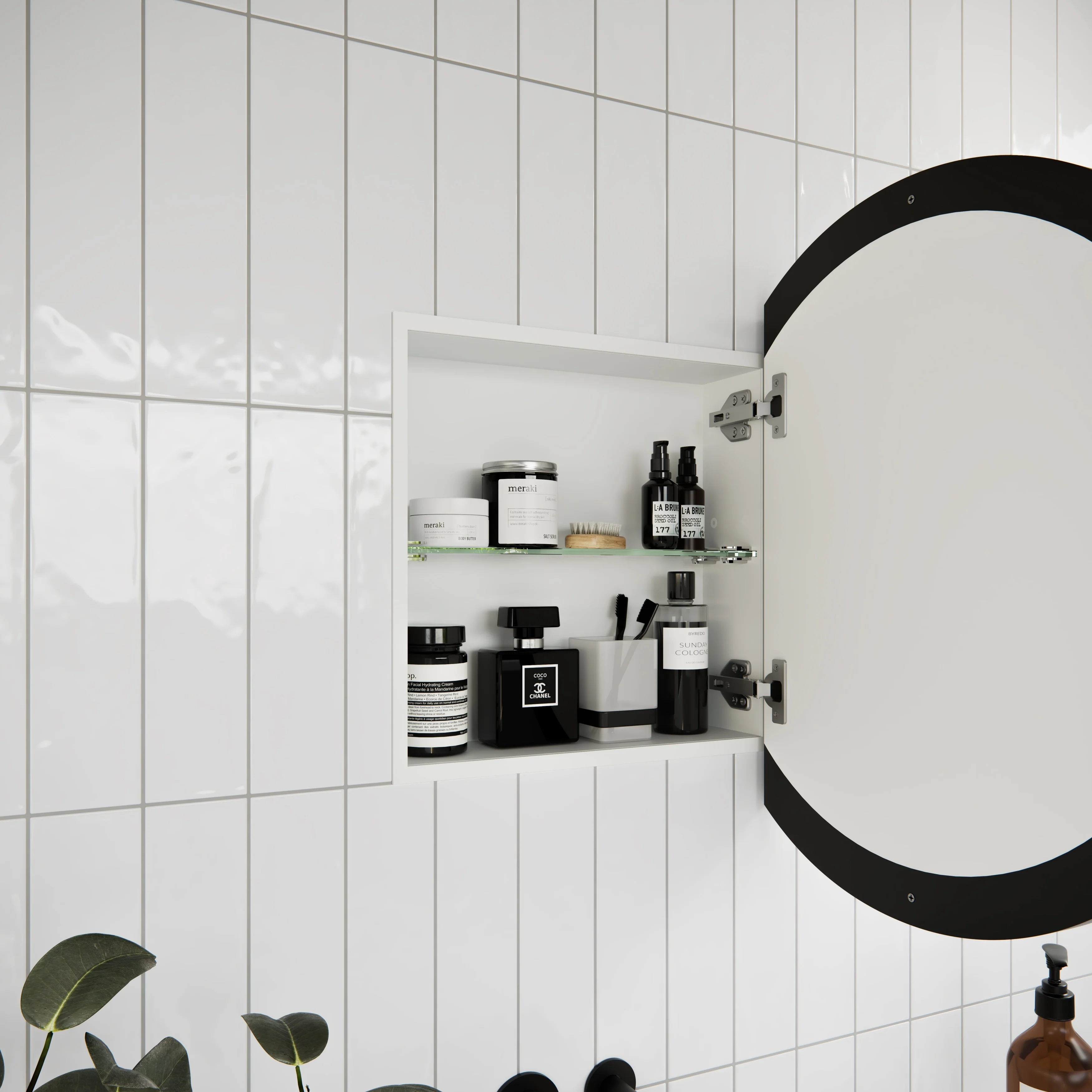 One Door Steel Frame Round Shape Medicine Cabinet