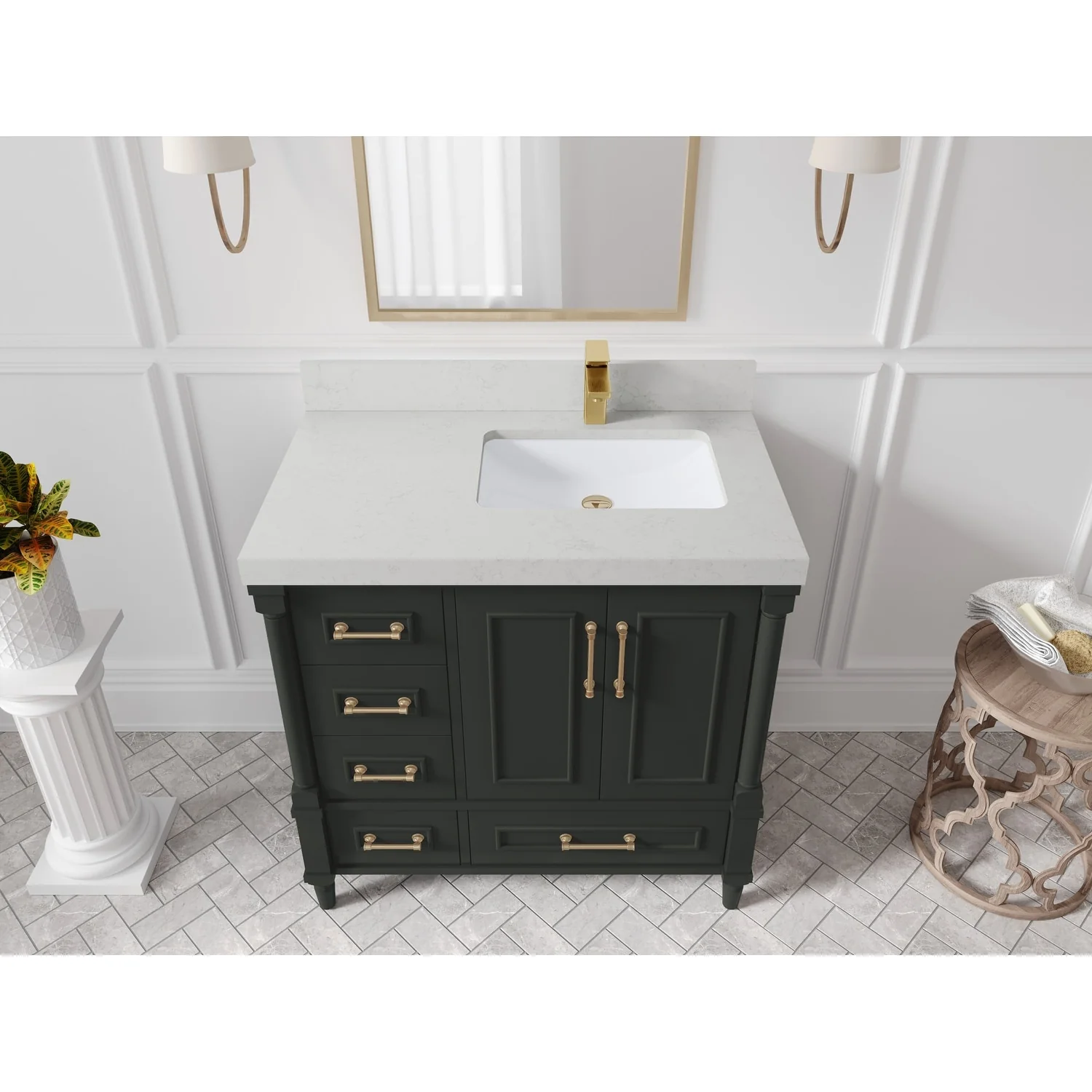 Willow Collections 36 in. W x 22 in. D Aberdeen Right Offset Sink Bathroom Vanity with Countertop