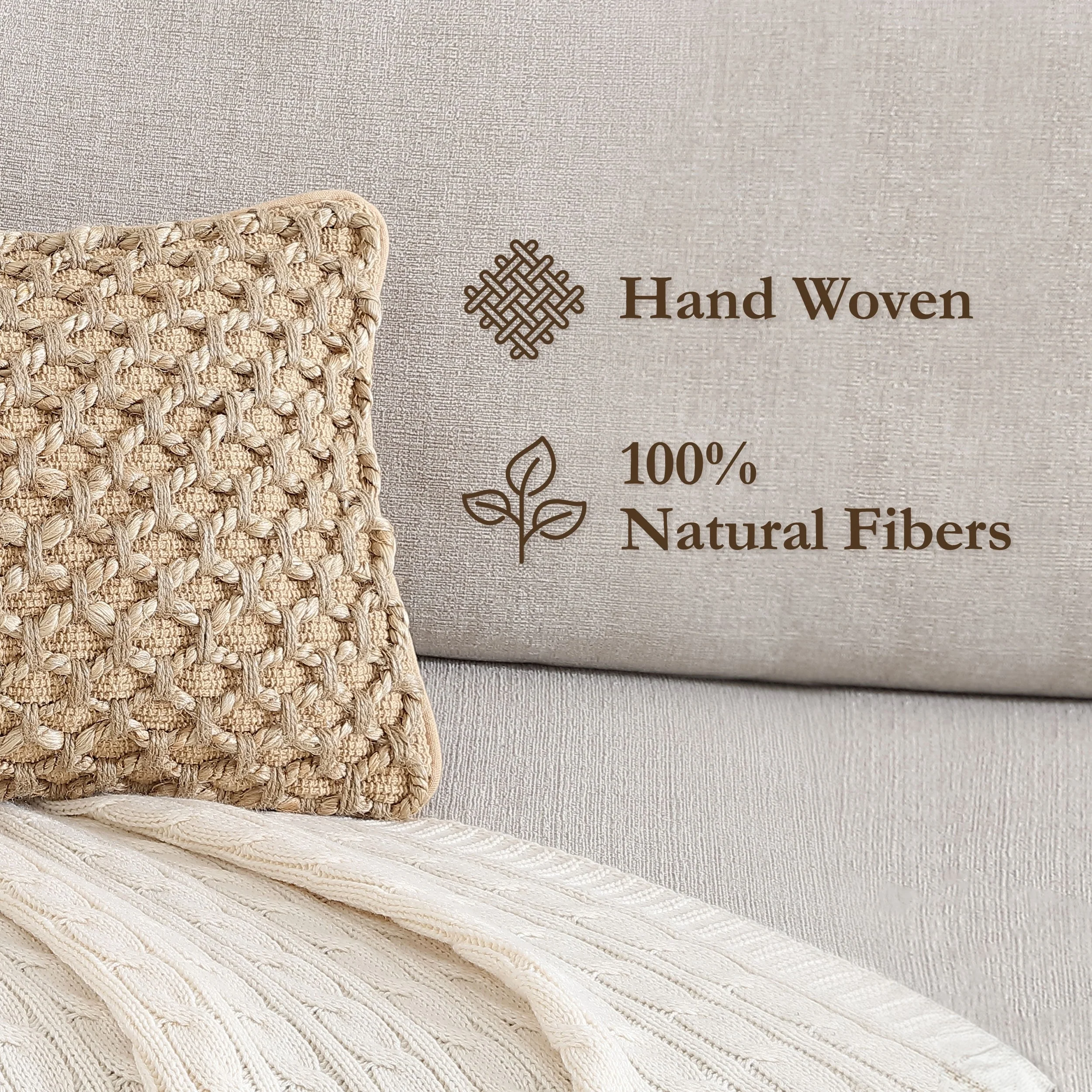 Boho Living Jada Braided Cotton/Jute Throw Pillow Covers