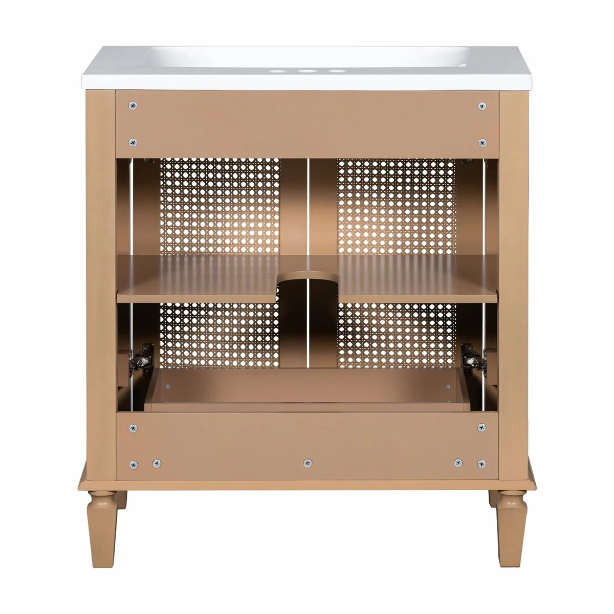 30-Inch Freestanding Bathroom Vanity Set with Resin Sink - Hidden Drawer and Storage Cabinet