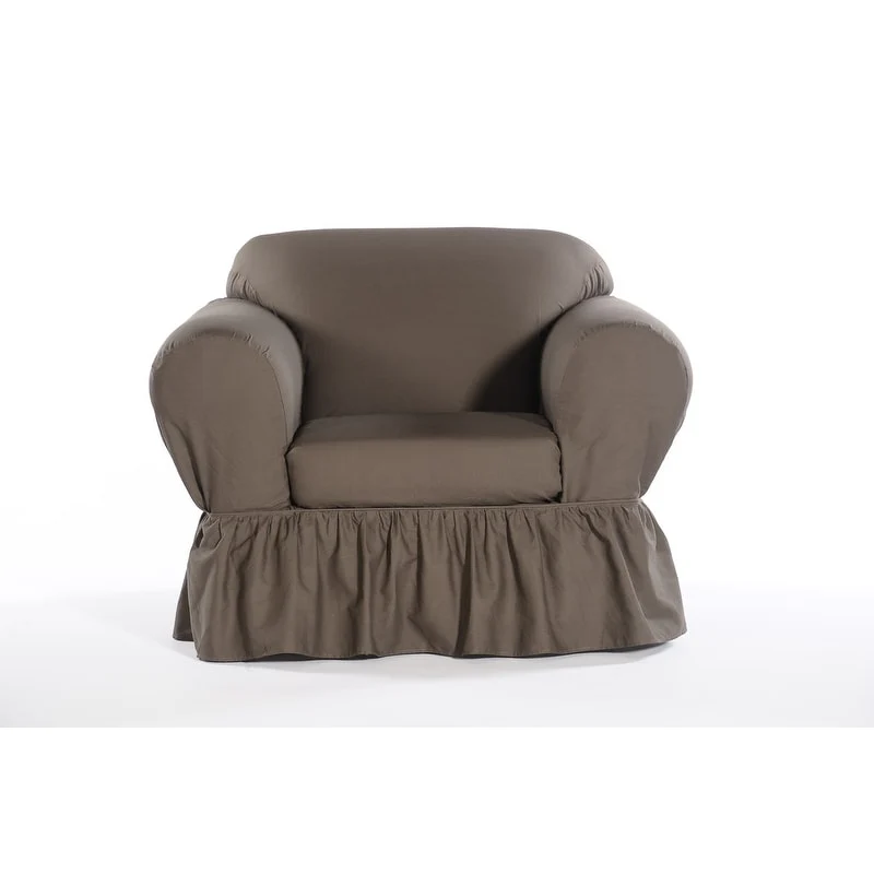 Washed cotton Ruffled 2 piece chair slipcover