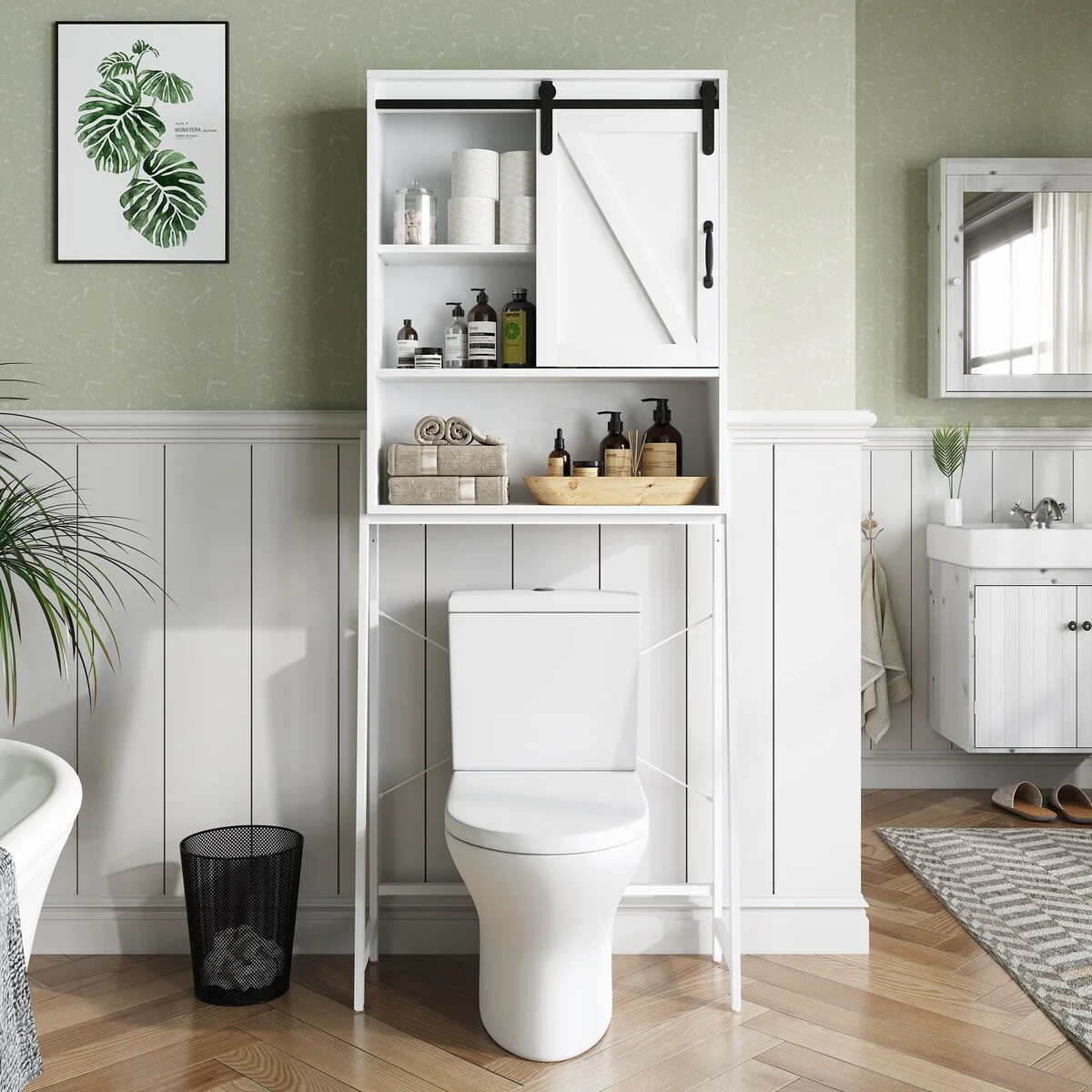 Over-The-Toilet Storage Cabinet Bathroom Organizer with Adjustable Shelf