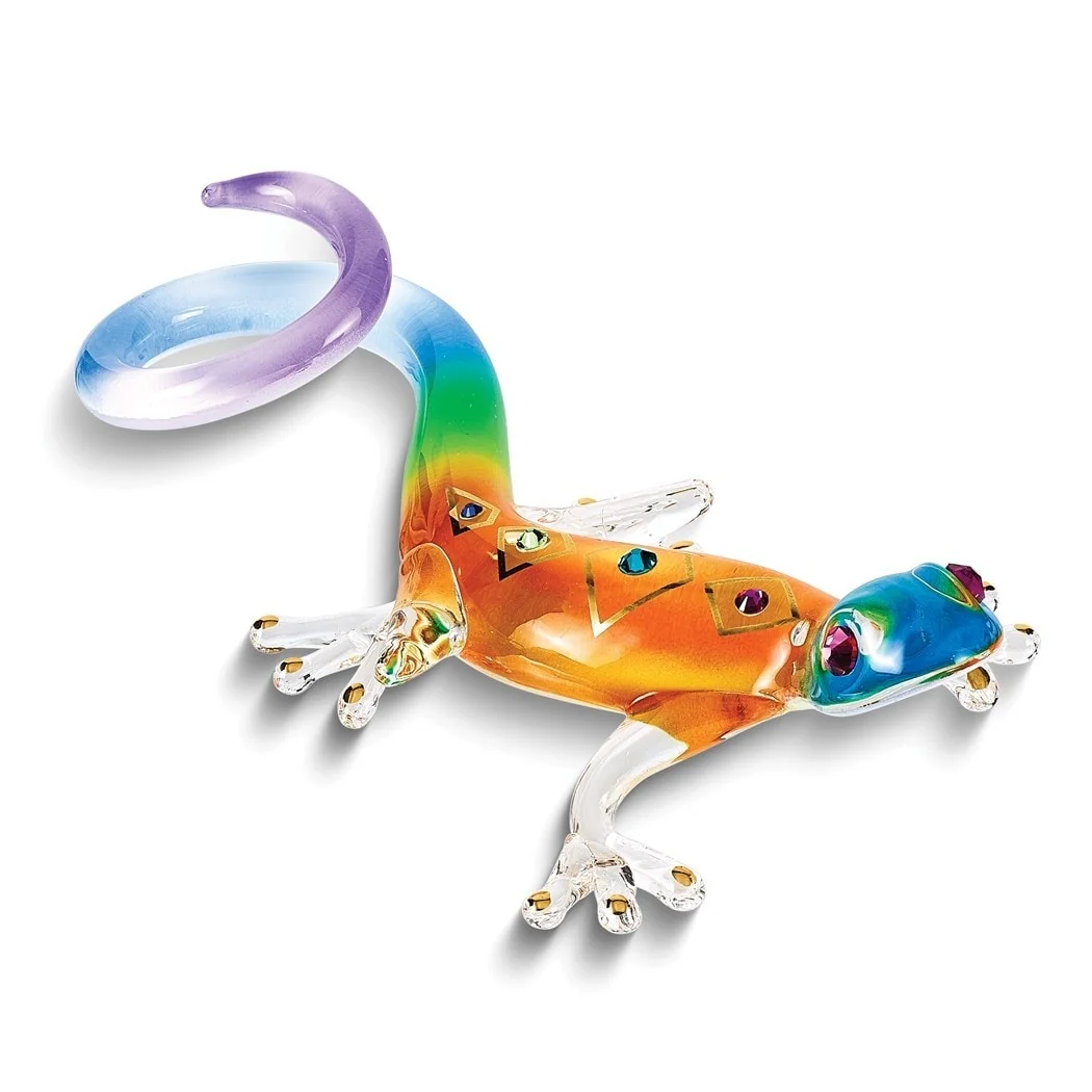 Curata Desert Diamond Gecko Handcrafted Glass Figurine