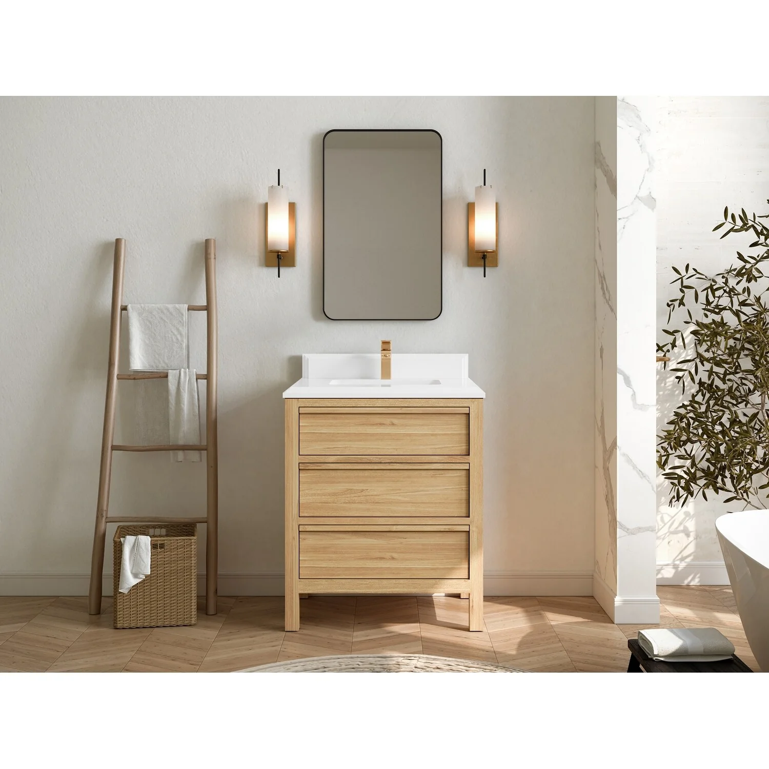 Willow Collections 30 in. W x 22 in. D Elizabeth Solid Teak Wodd Single Sink Bathroom Vanity with Countertop