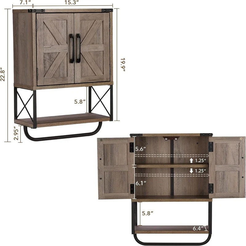 Wood Wall Mounted Storage Cabinet - 7.1