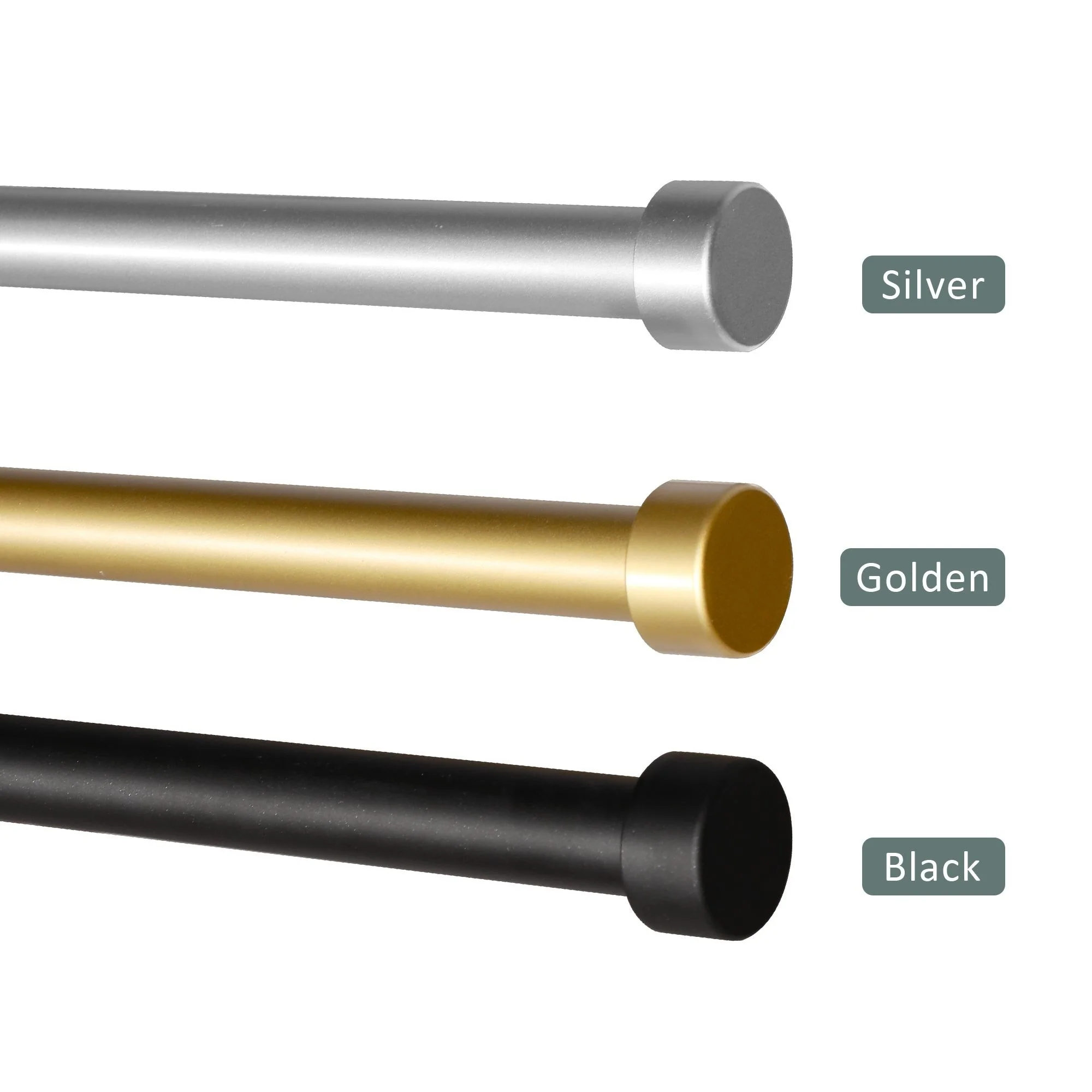 Kichae 28-88inches Adjustable Single Window Curtain Rod --Black/Gold/Silver