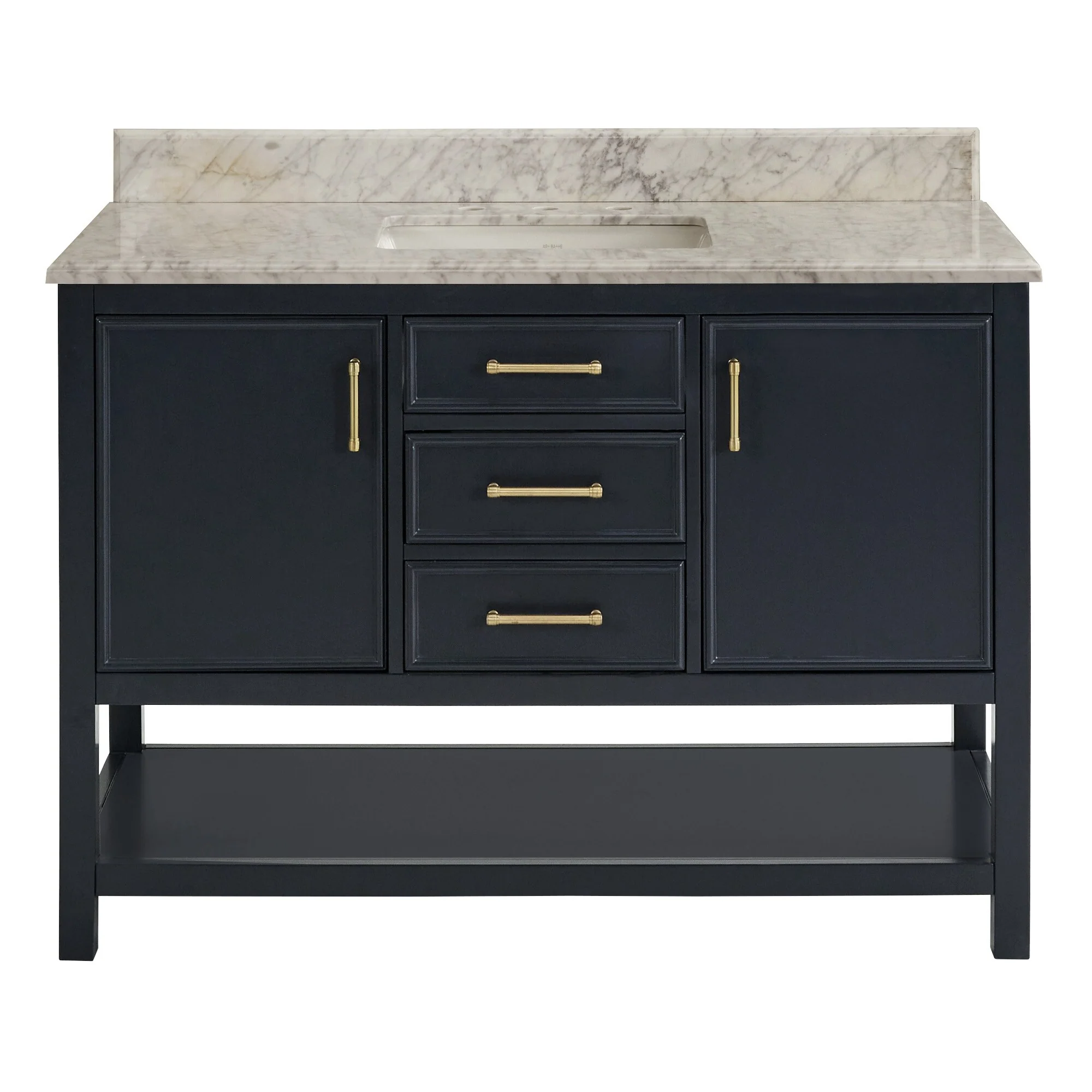 Lilleham Bathroom Sink Vanity with White Marble Veneer Stone Top by iNSPIRE Q Classic
