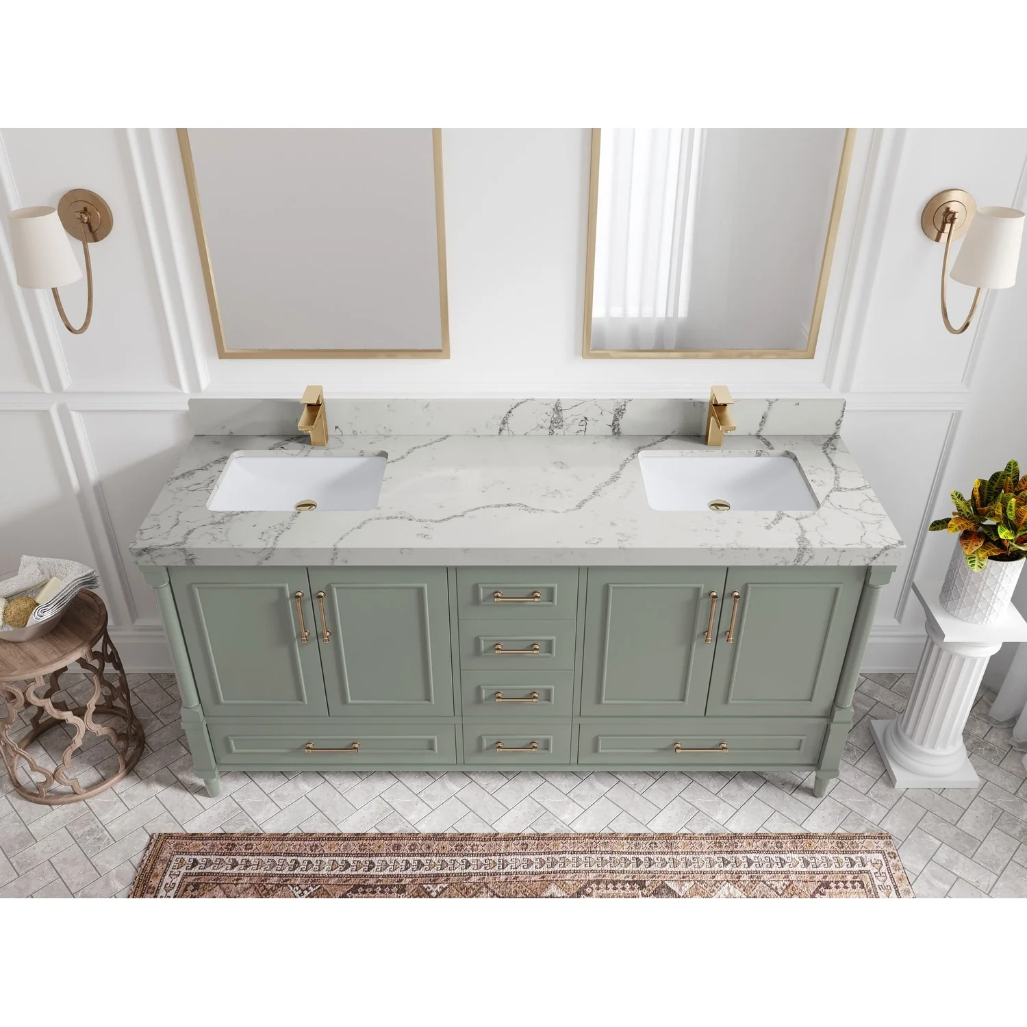 Willow Collections 72 in. W x 22 in. D Aberdeen Double Sink Bathroom Vanity with Countertops