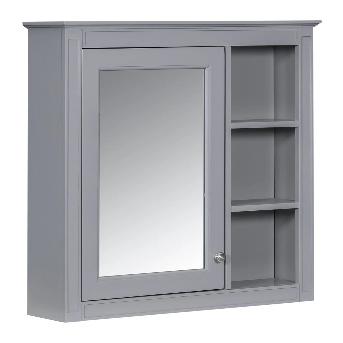 30'' x 28'' Wall Mounted Bathroom Storage Cabinet, Modern Bathroom Wall Cabinet with Mirror,Mirror Cabinet with 3 Open Shelves