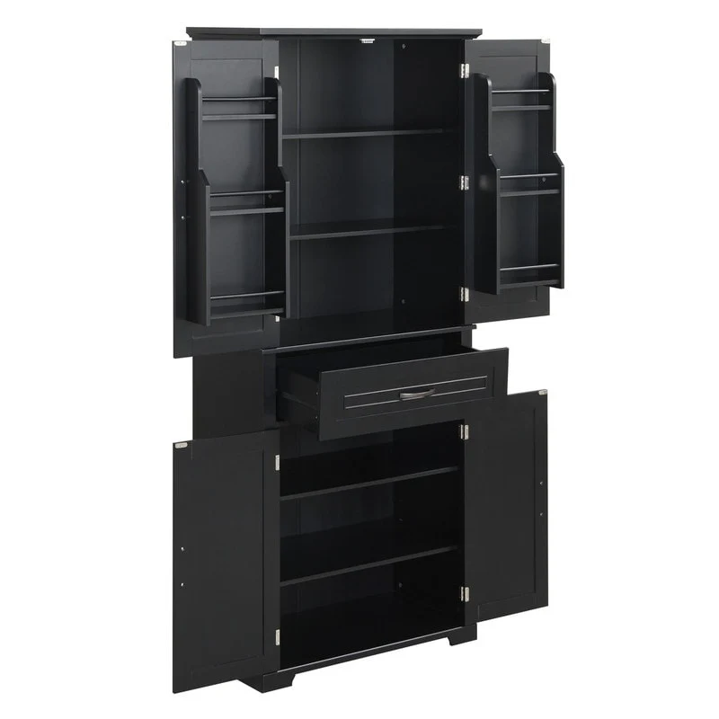 Bathroom Floor Cabinet, Freestanding Storage Cabinet with Doors and Drawer, Kitchen Cupboard with Adjustable Shelf