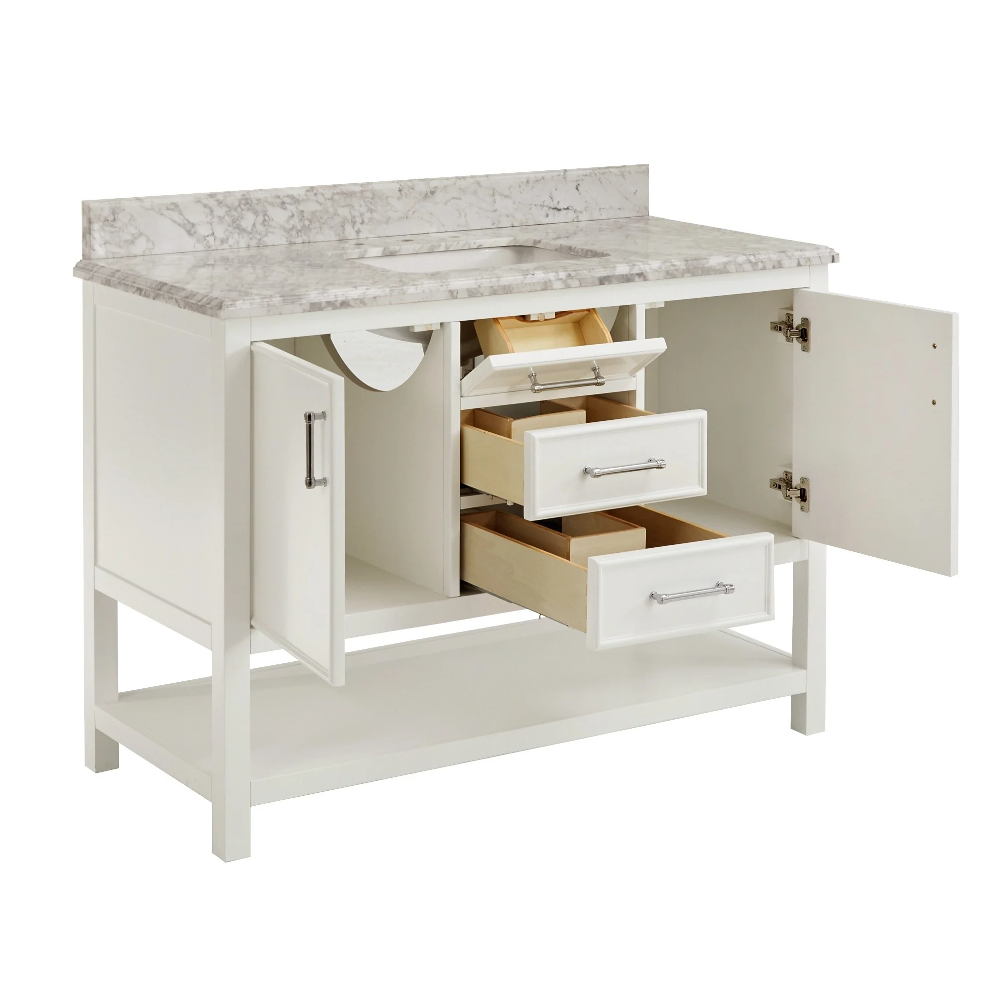 Lilleham Bathroom Sink Vanity with White Marble Veneer Stone Top by iNSPIRE Q Classic