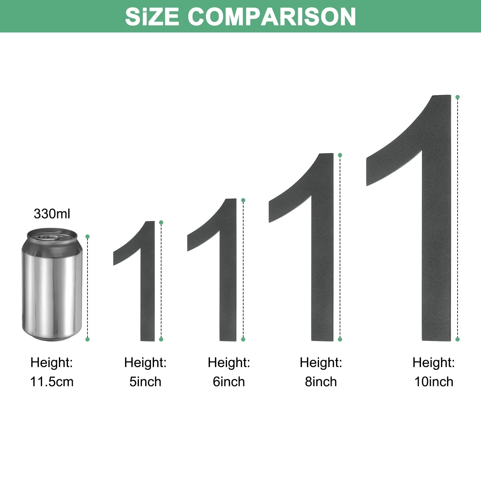 6 Inch Floating House Numbers, Modern House with Nail Kit Black