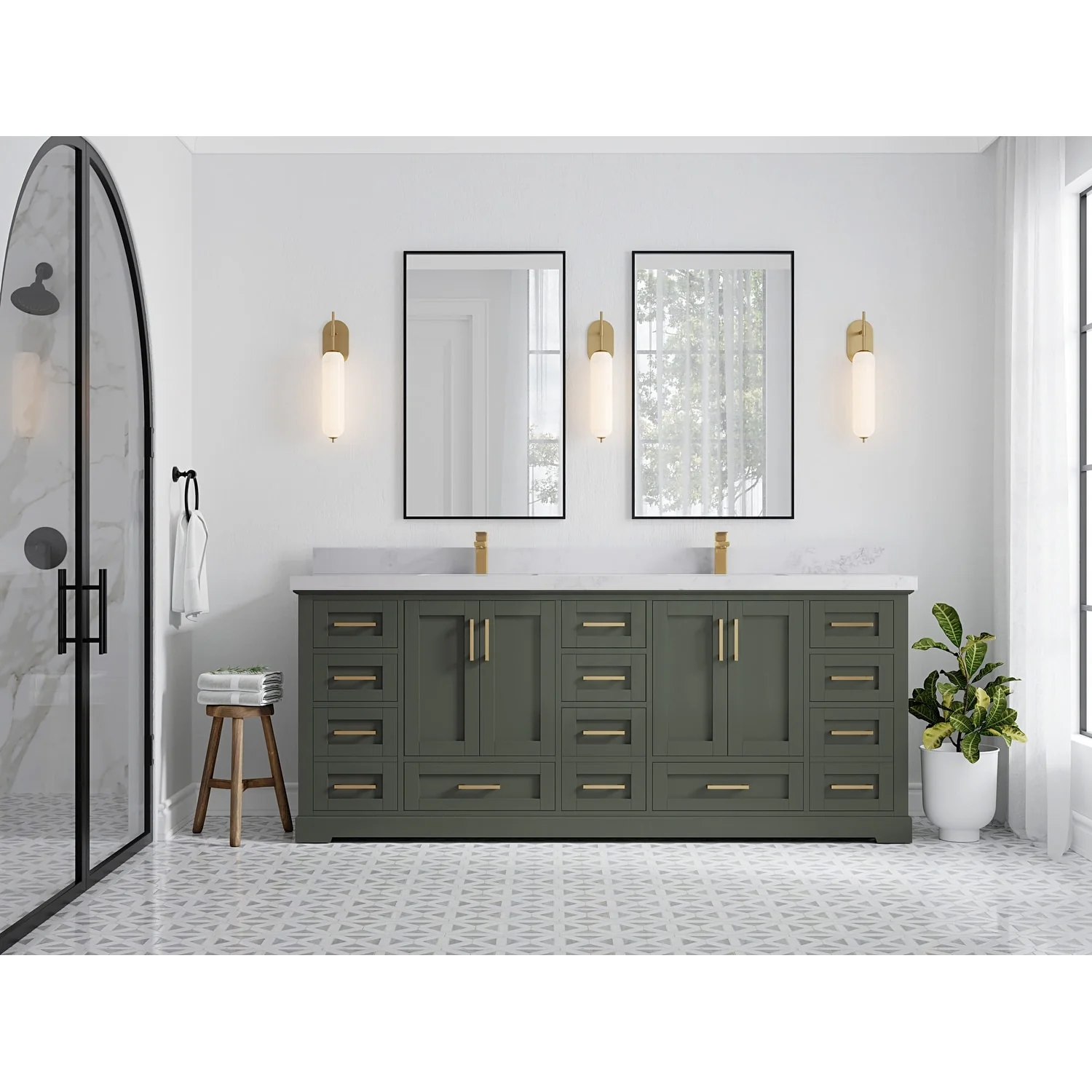 Willow Collection 84 in W x 22 in D x 36 in H Boston Double Bowl Sink Bathroom Vanity with Countertop