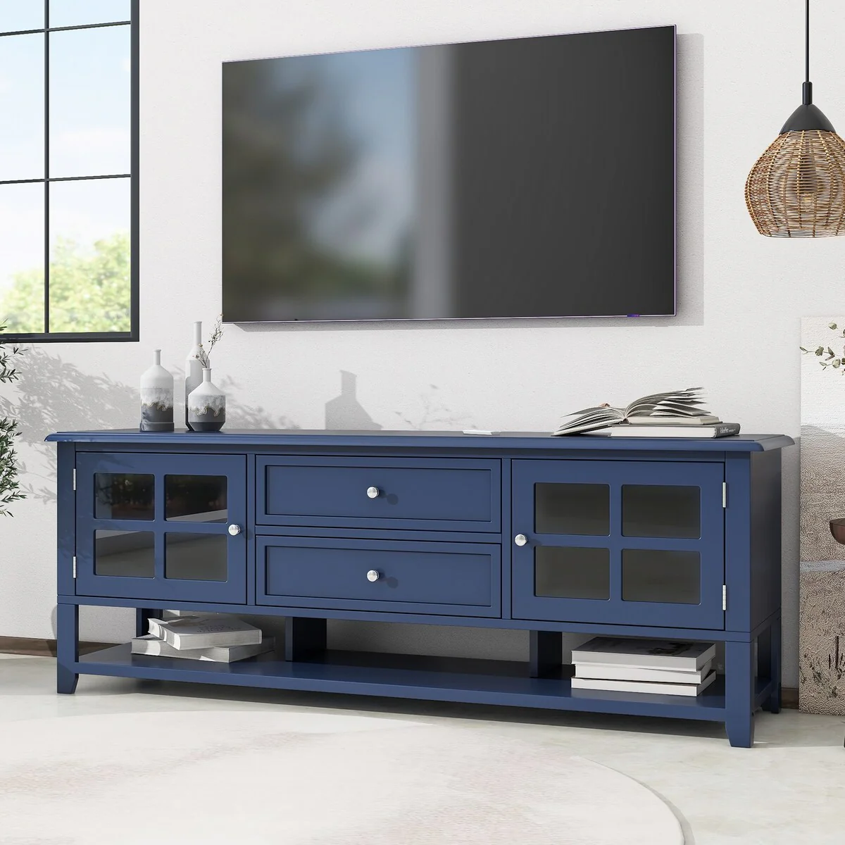 TV Stand for TVs up to 60'',Entertainment Center with Multifunctional Storage Space,TV Cabinet with Modern Design,Media Console