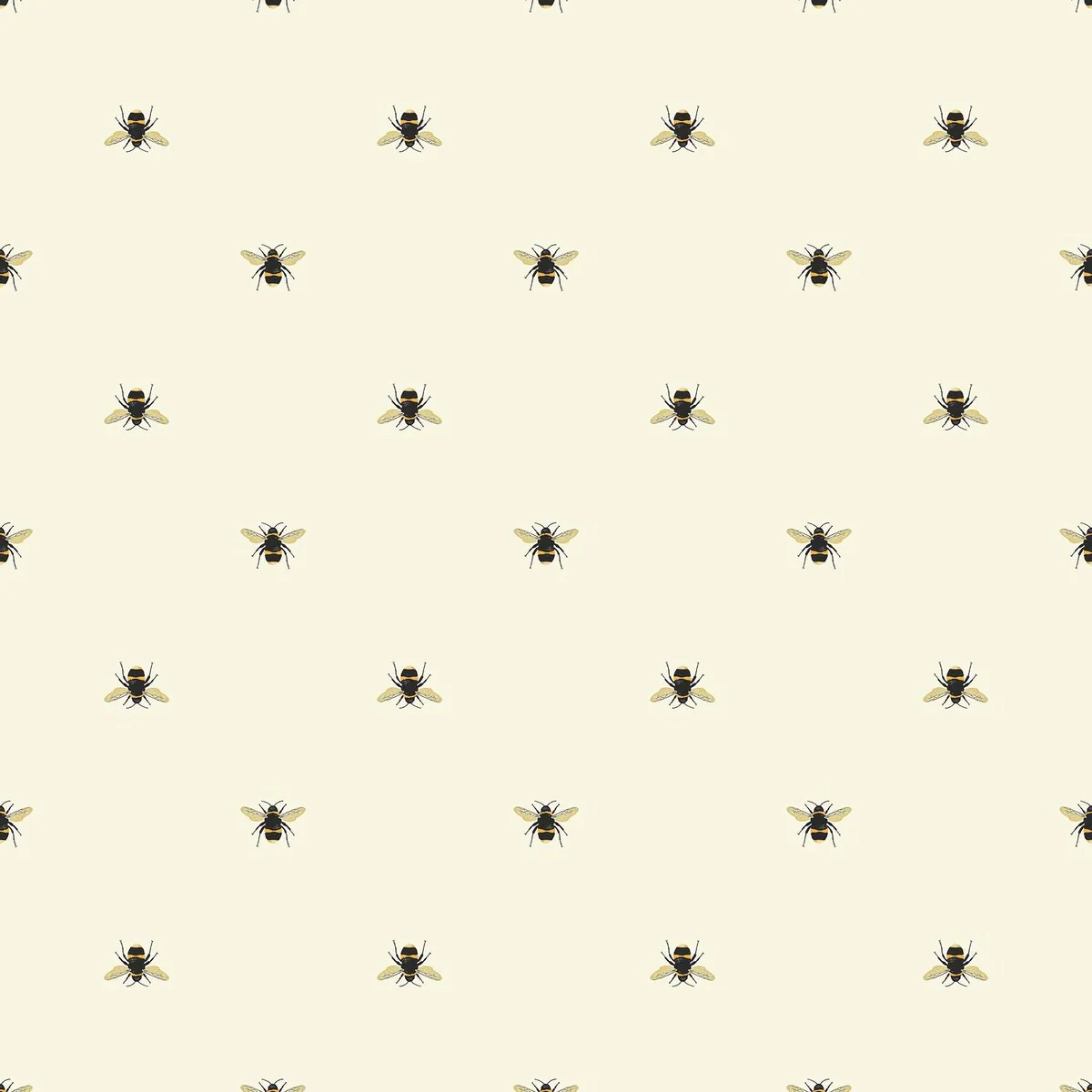 Joules Botanical Bee Creme Wallpaper