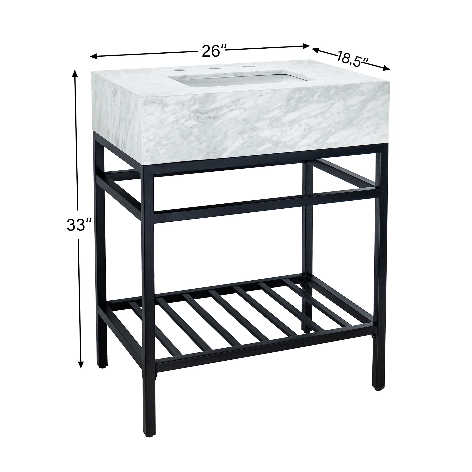 TEHOME Kliti 26'' Free-standing Single Bathroom Vanity with Carrara Marble Vanity Top
