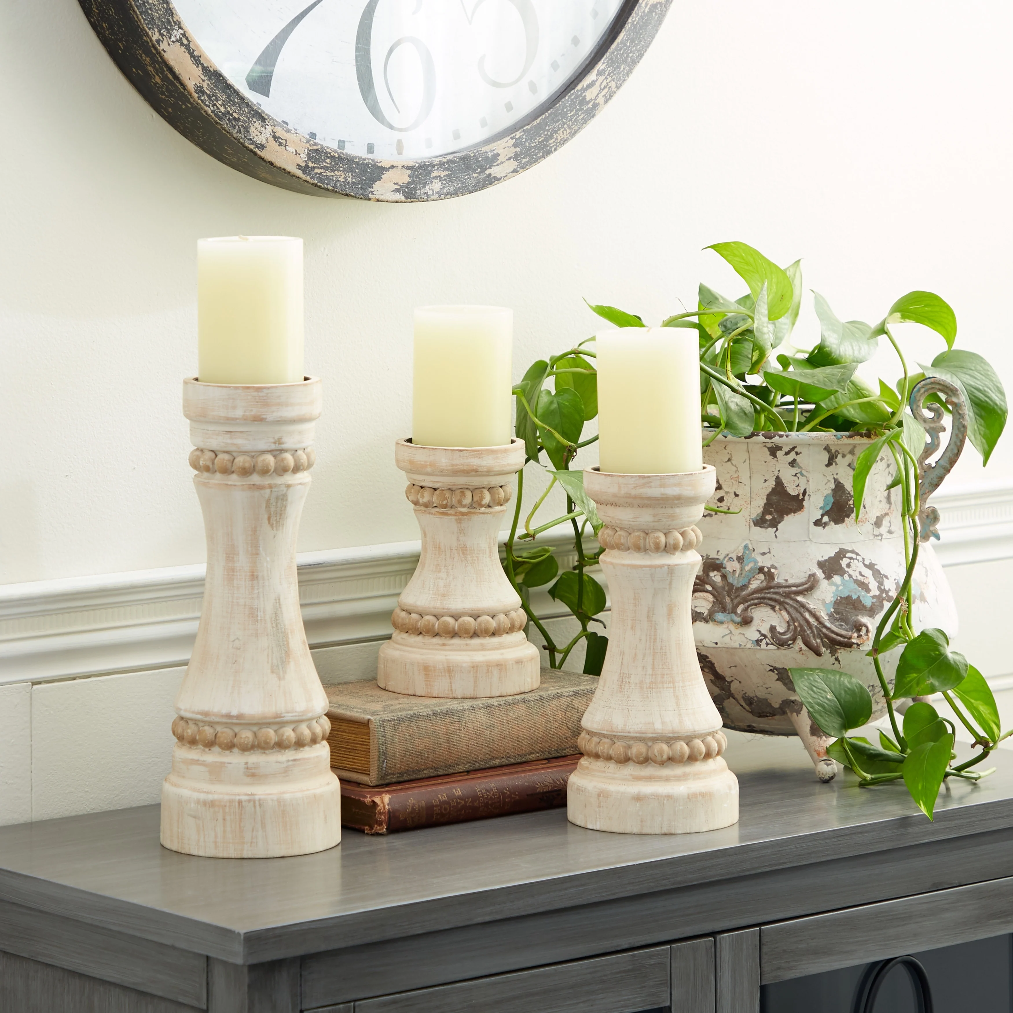 Wood Farmhouse Candle Holder (Set of 3) - S/3 12