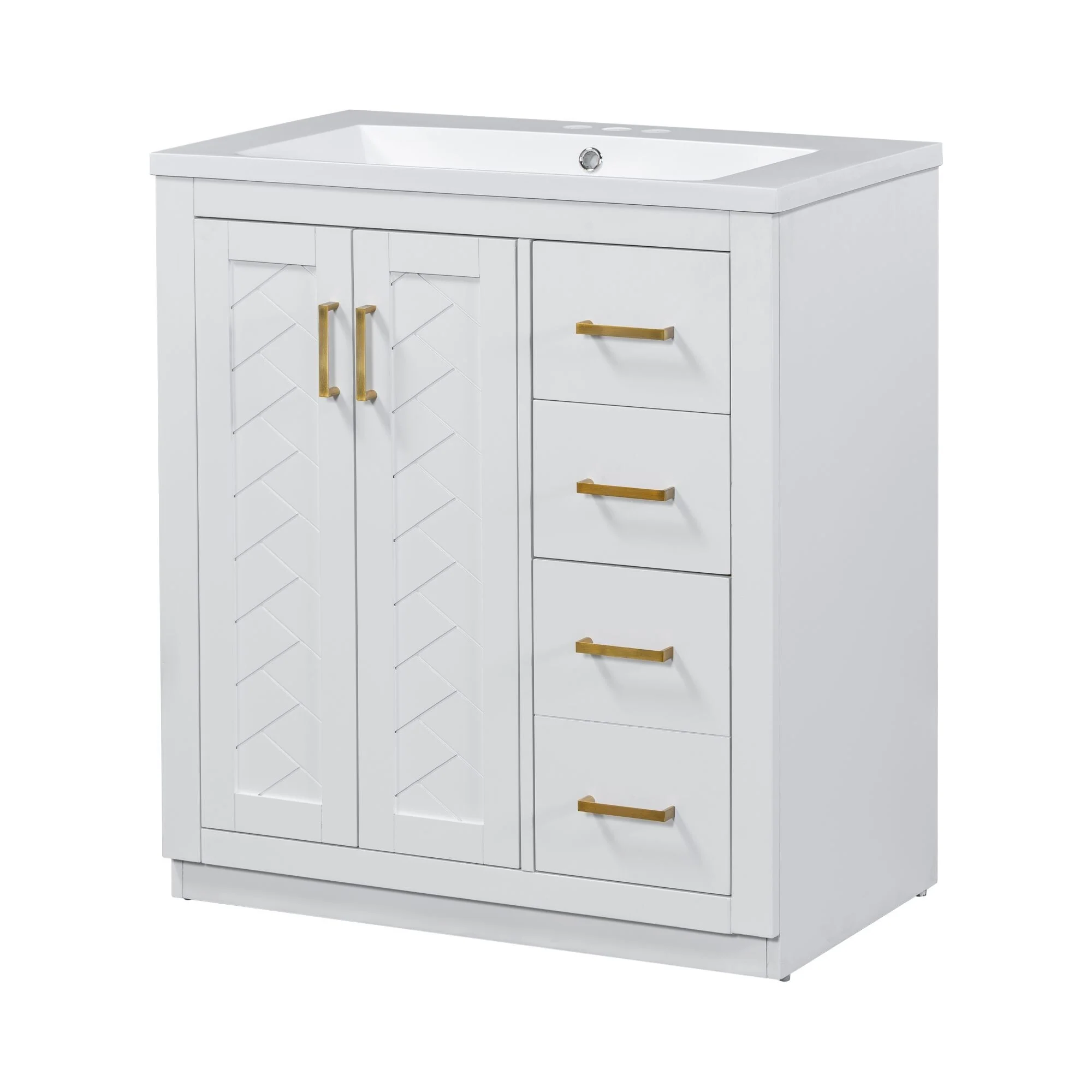 30'' Bathroom Vanity with Storage Cabinet and 3 Drawers
