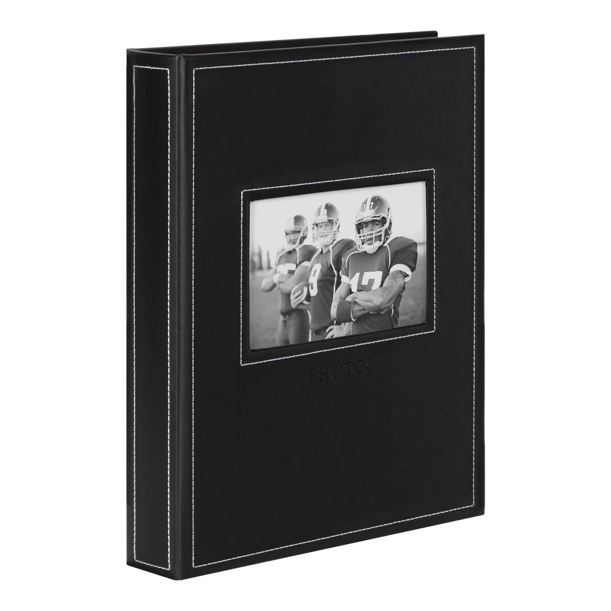 DesignOvation Debossed Black Faux Leather Photo Album (Pack of 4)