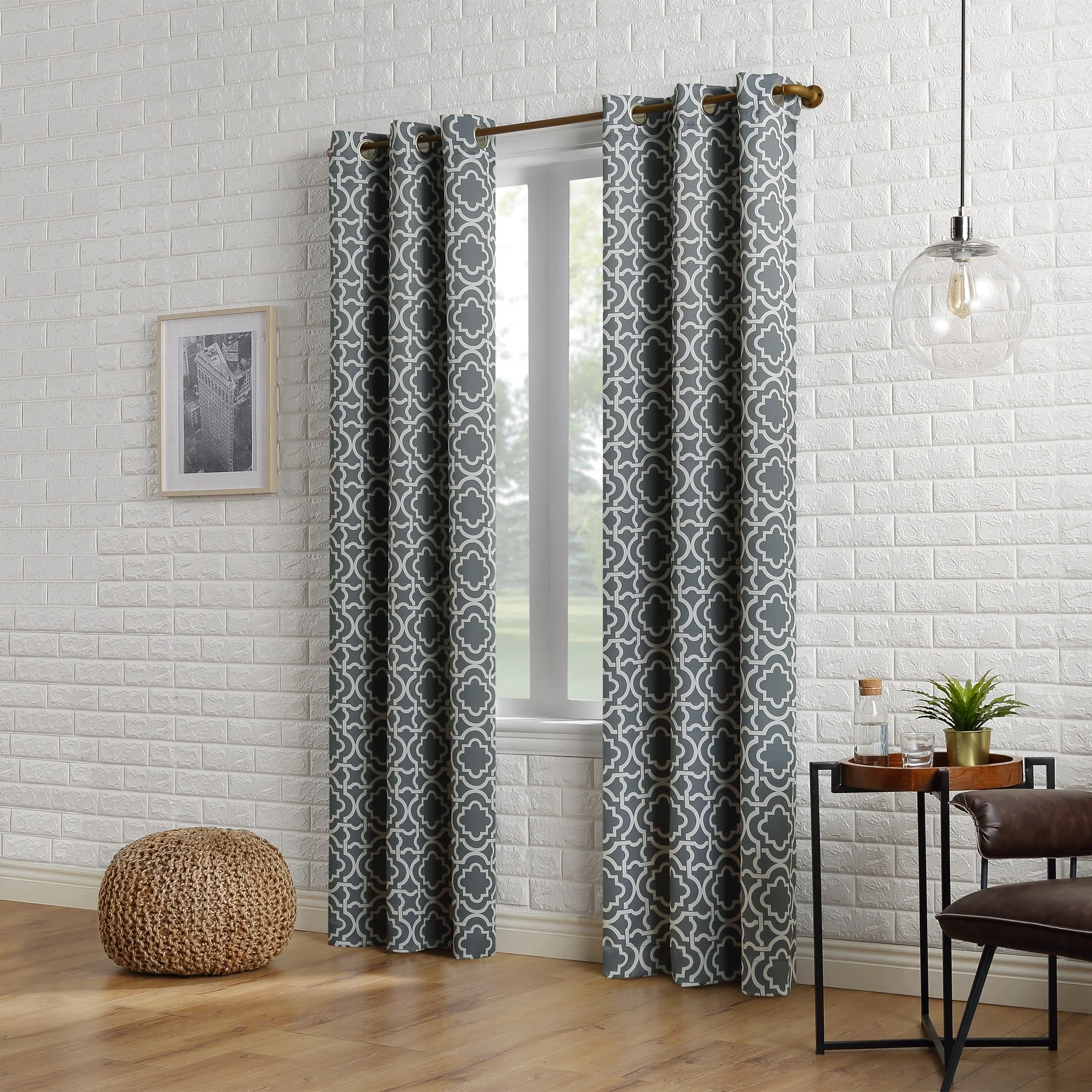 Sun Zero Barnett Trellis Blackout Grommet Curtain Panel, Single Panel