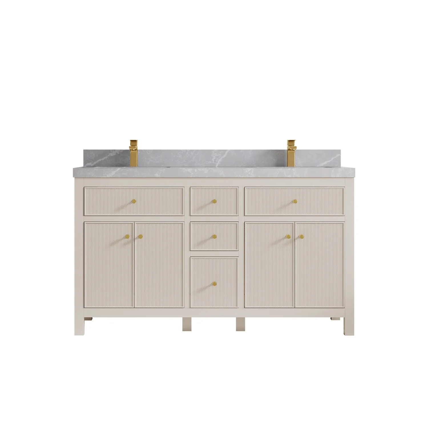 Willow Collections 60 in. W x 22 in D. Sonoma Free Standing Reeded Double Sink Bathroom Vanity with Countertop