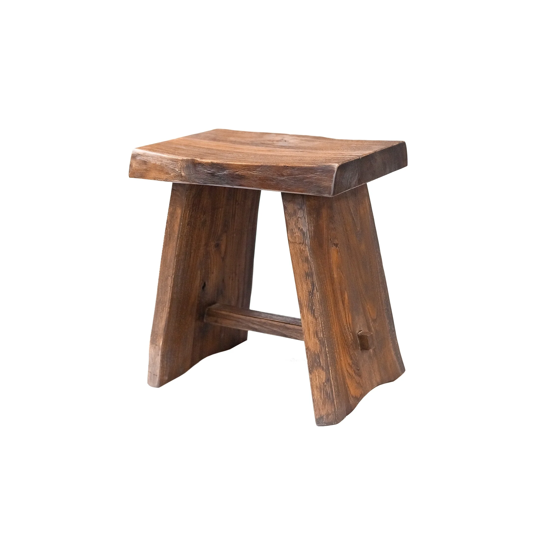 Nordic Style Teak Stool with Curved Seat