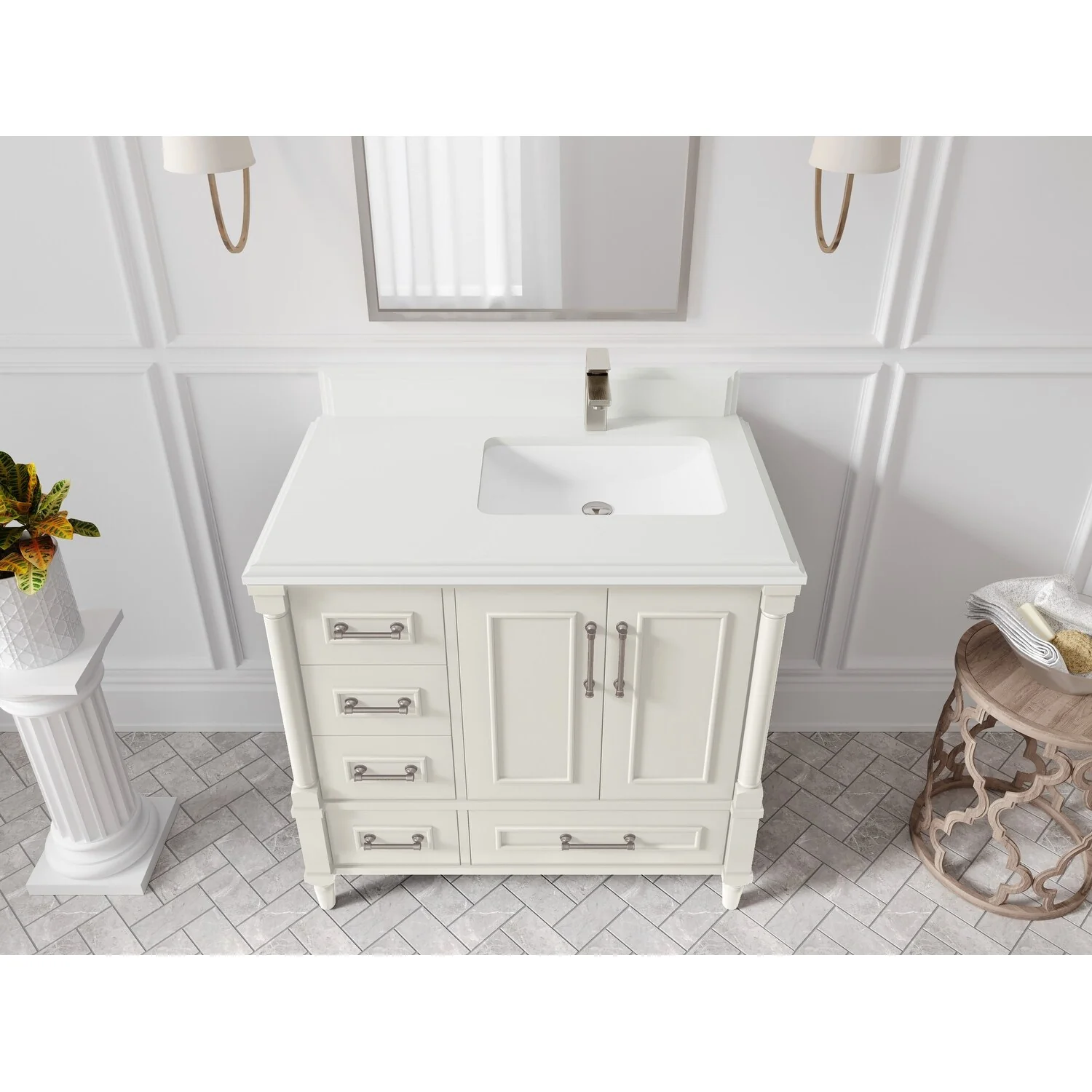 Willow Collections 36 in. W x 22 in. D Aberdeen Right Offset Sink Bathroom Vanity with Countertop