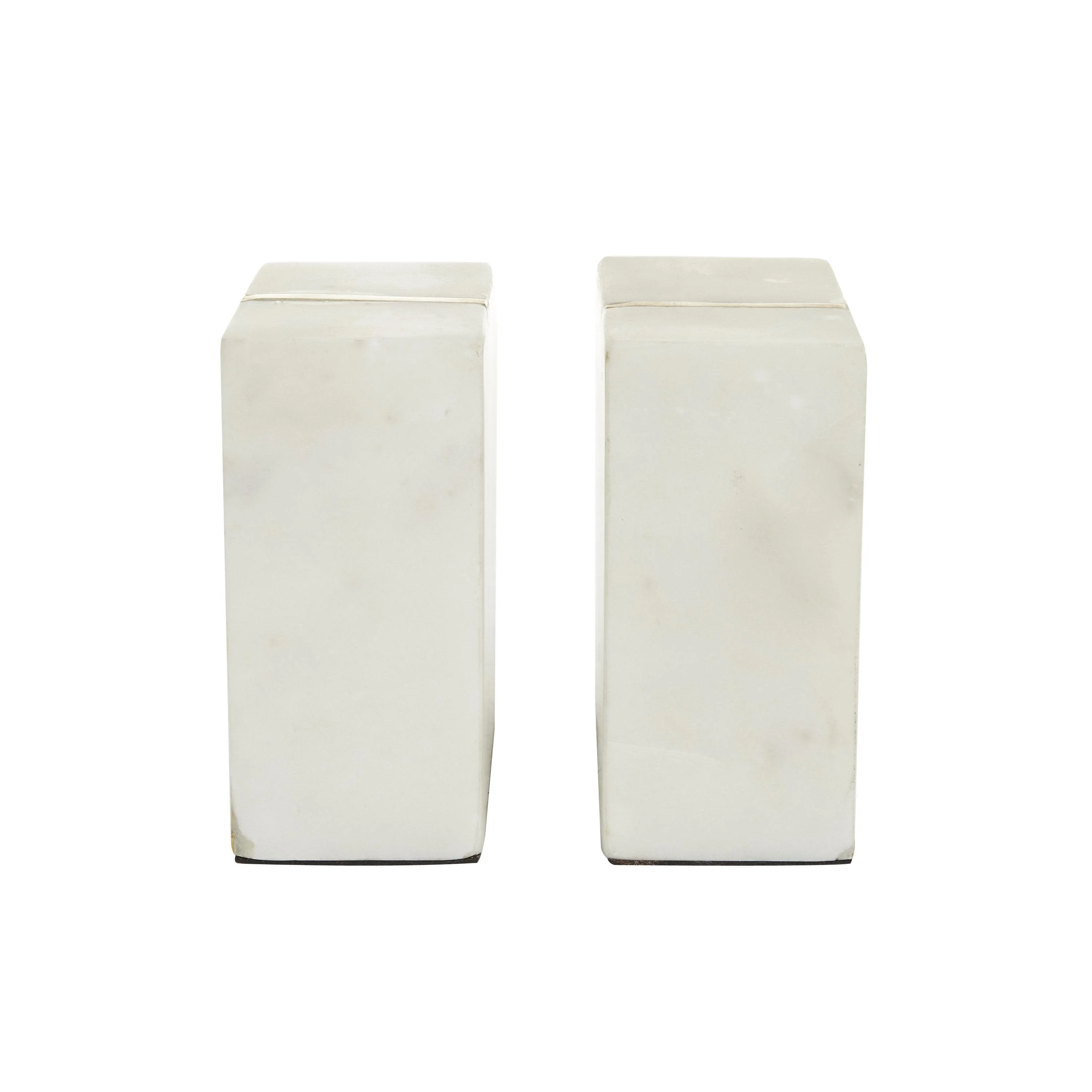 Marble Geometric 8 lbs Decorative Bookends with Gold Inlay - Set of 2 White - CosmoLiving by Cosmopolitan