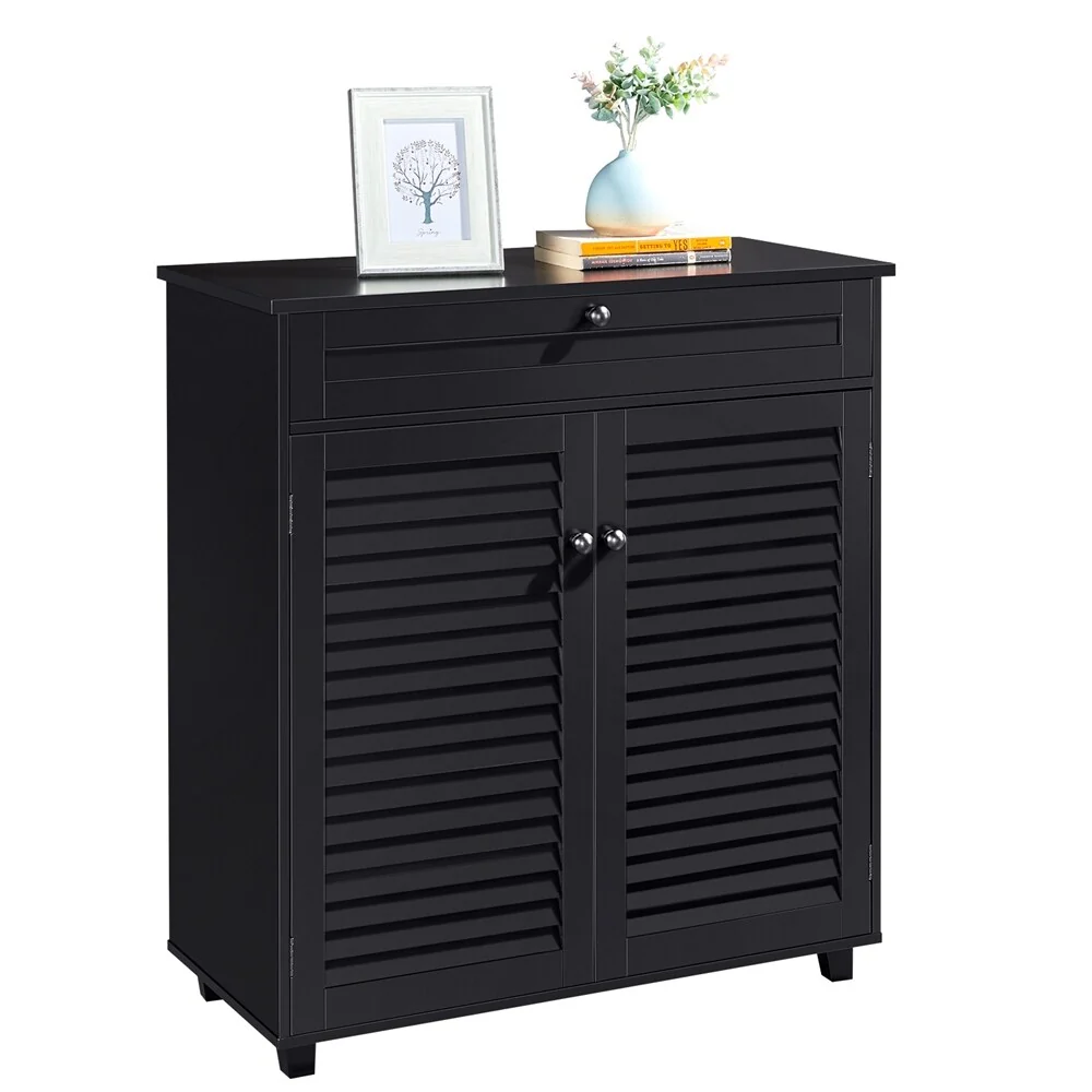 Yaheetech 4 Tier Shoe Storage Cabinet 1 Drawer Closed Adjustable Shoes Rack - 31 x 15 x 34'' (L x W x H)