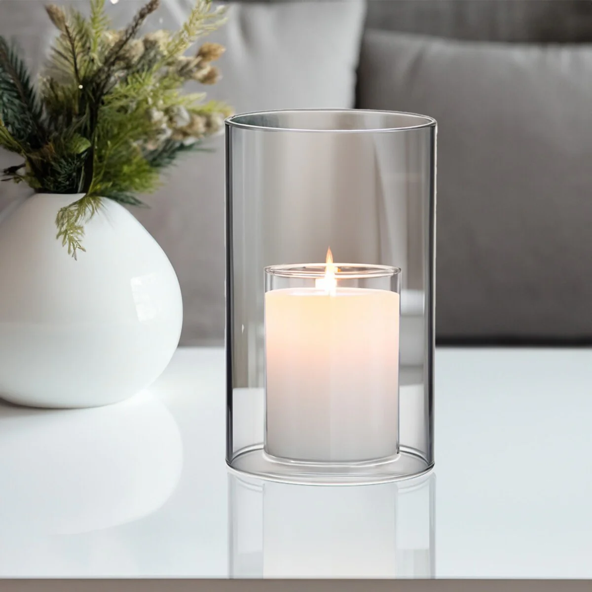 Clear Glass Cylinder Hurricane Chimney Tube, Candle Cover - 1 Piece