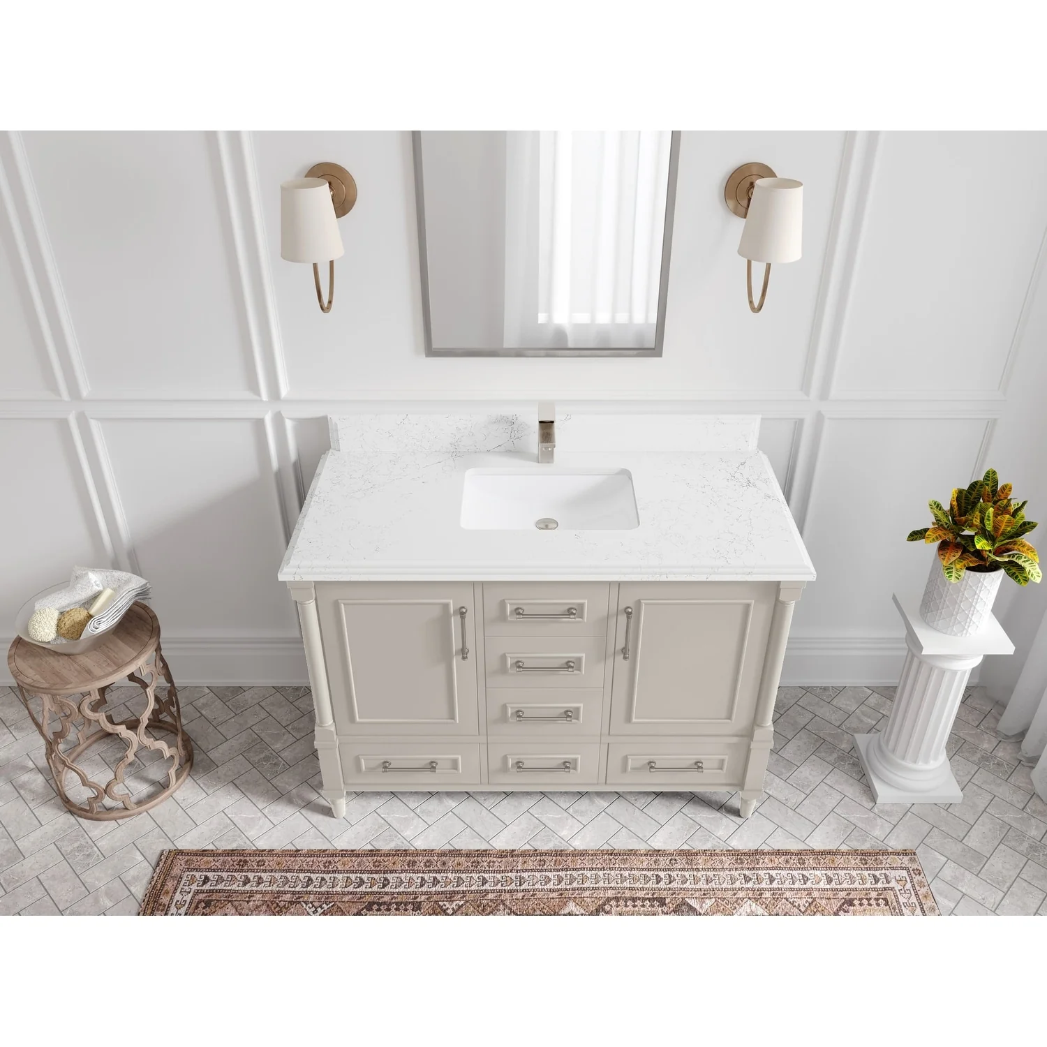 Willow Collections 48 in. W x 22 in. D Aberdeen Single Bowl Sink Bathroom Vanity with Countertop