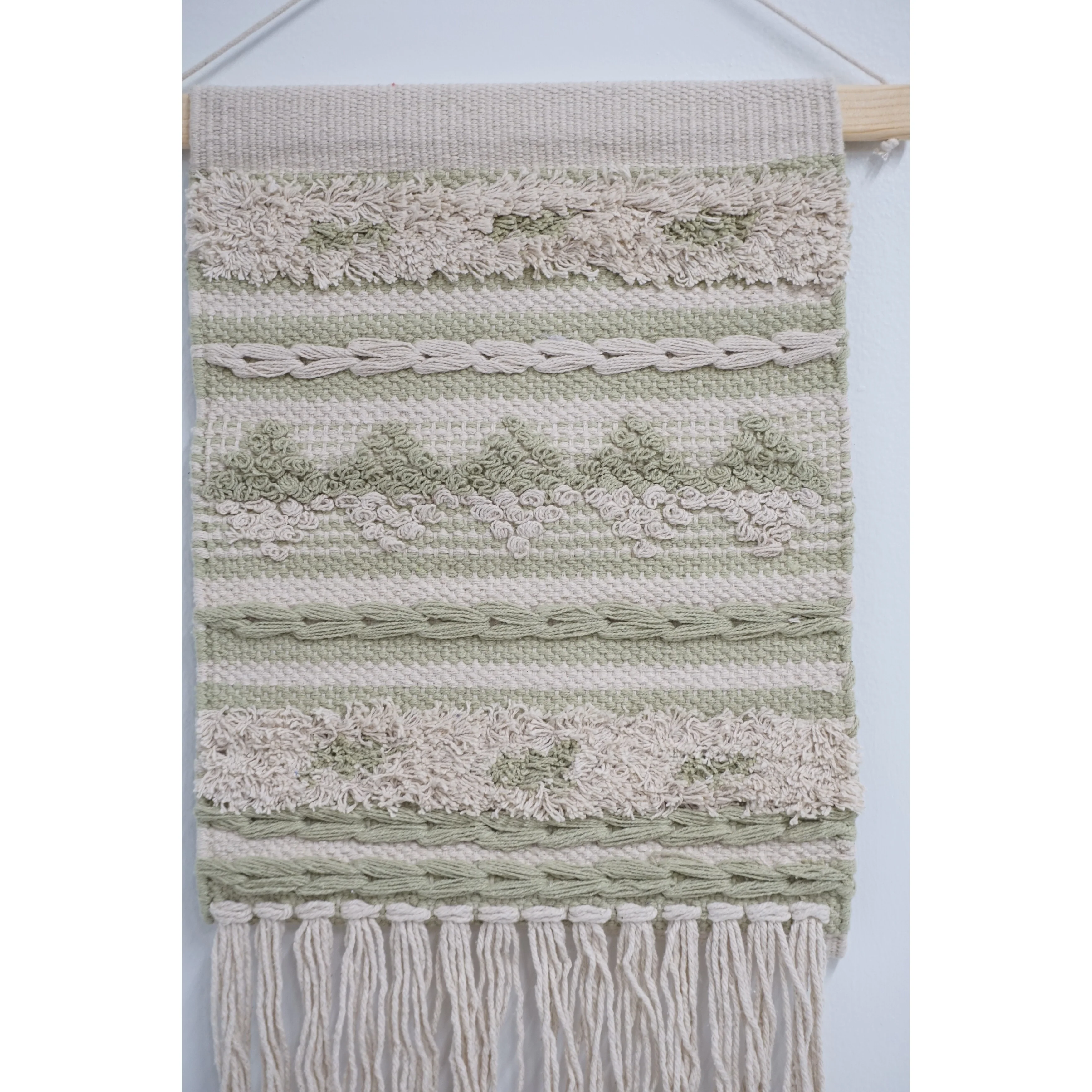 Home&Manor Wool and Cotton Macrame Wall Hanging with Rod Included - Exact Size