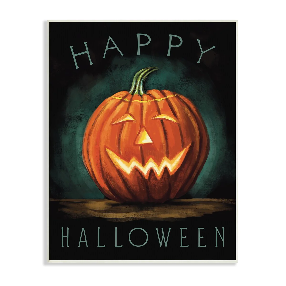 Stupell Happy Halloween Happy Jack-O-Lantern Smile Festive Wood Wall Art - Orange