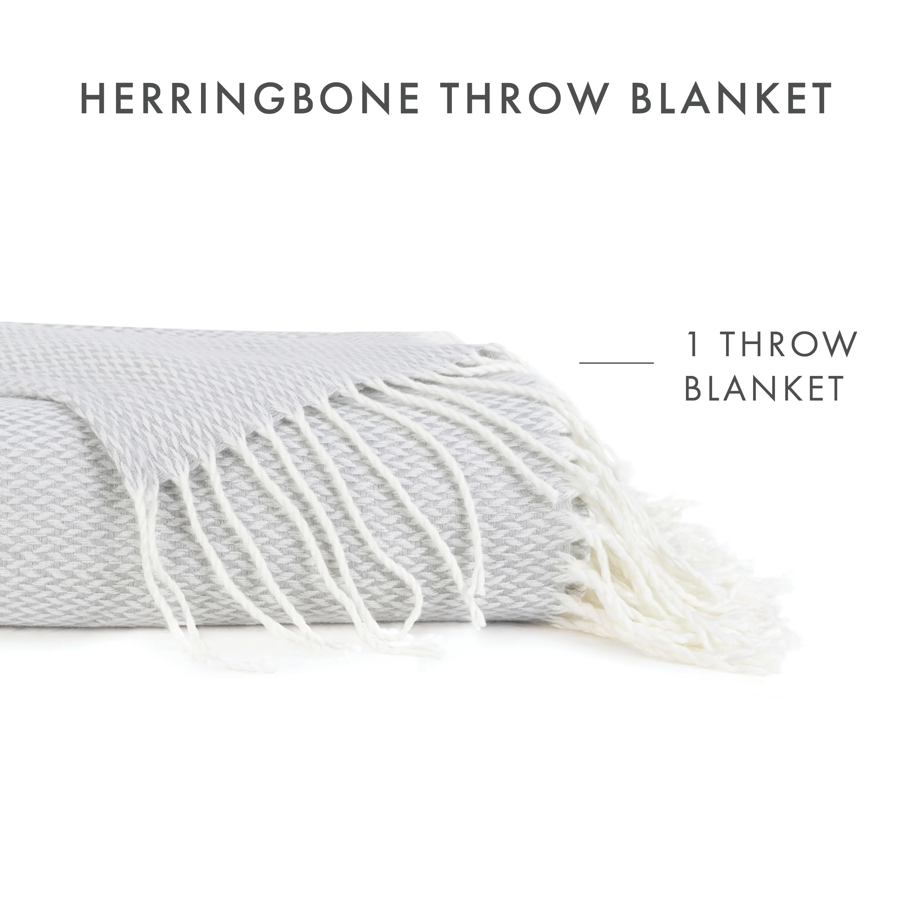 Becky Cameron Throw Blanket Herringbone with Fringed Edges